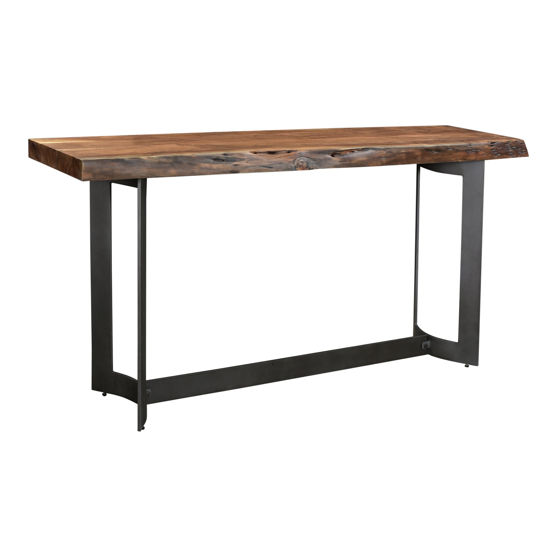 Ellis, Console Table, Solid Acacia Wood, Iron Base, Natural Stain