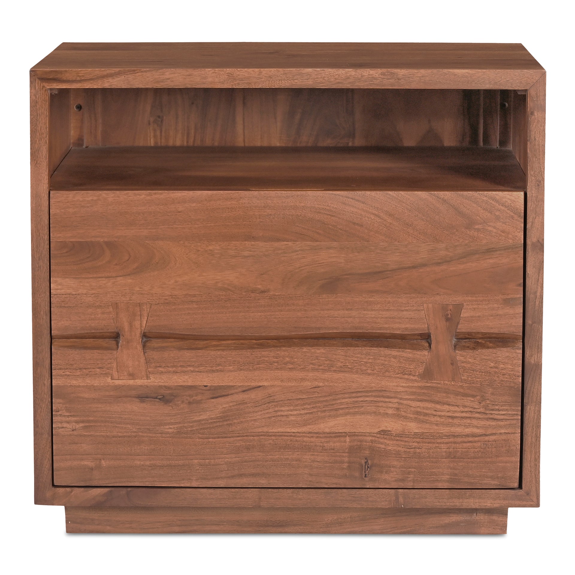Sterling Nightstand, Solid Acacia Wood, Live-Edge Detailing, Industrial Style, Brown