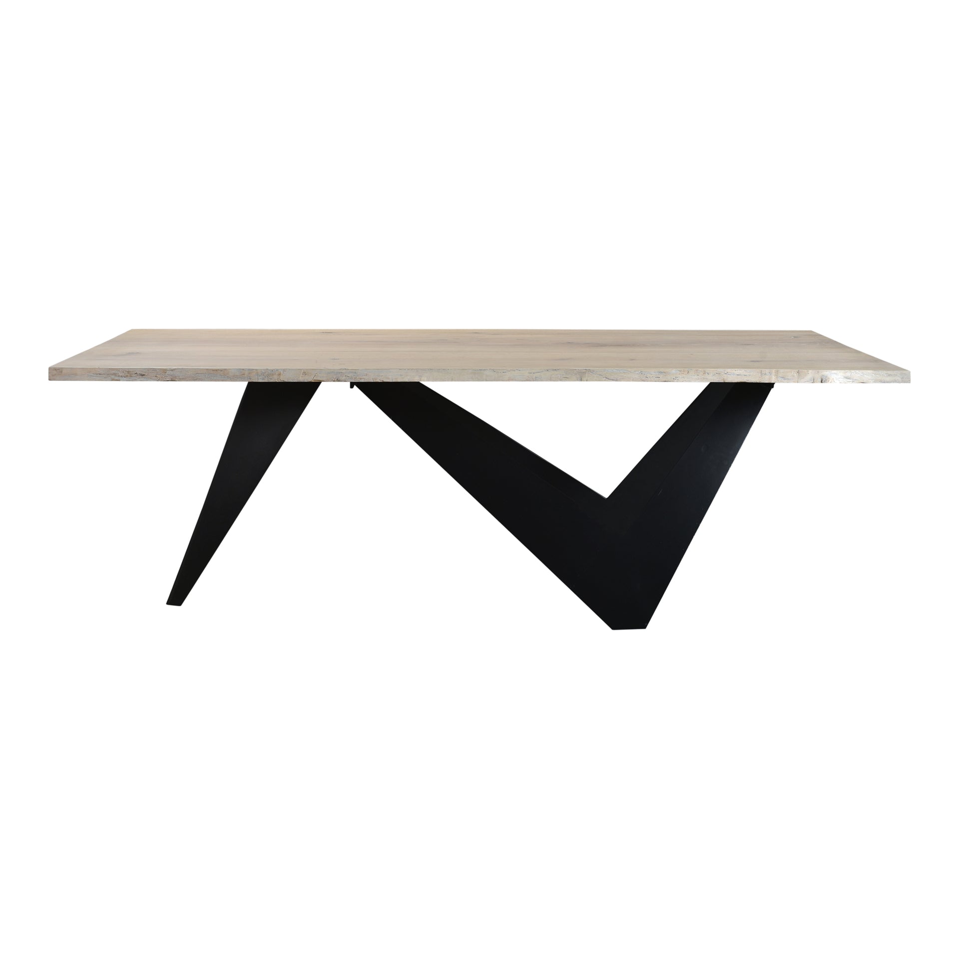 Reagan, Dining Table, Solid Oak, Sculpted Iron Base, Natural Stain