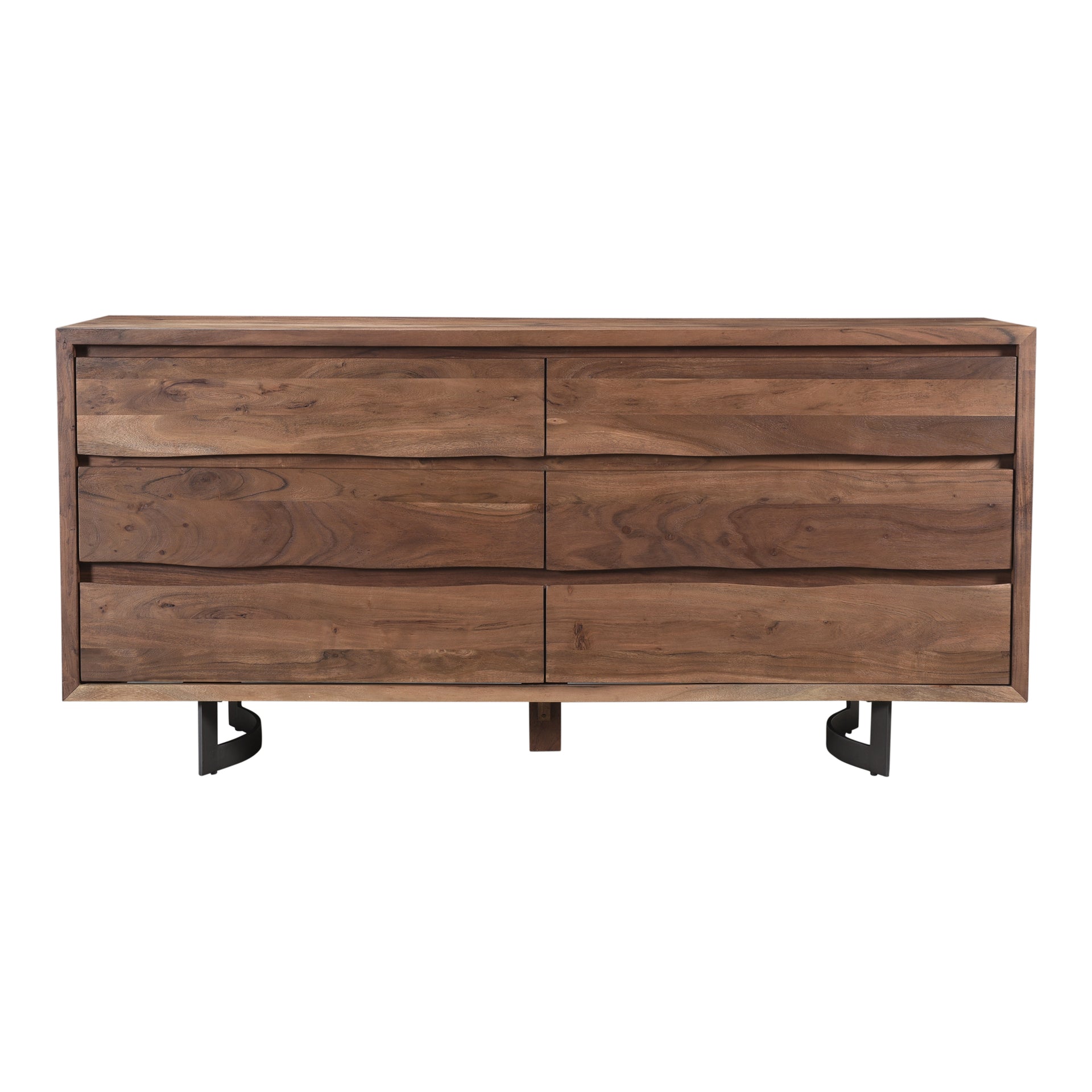 Ellis, Dresser, Industrial Solid Acacia Wood, 6 Drawers, Natural Stain
