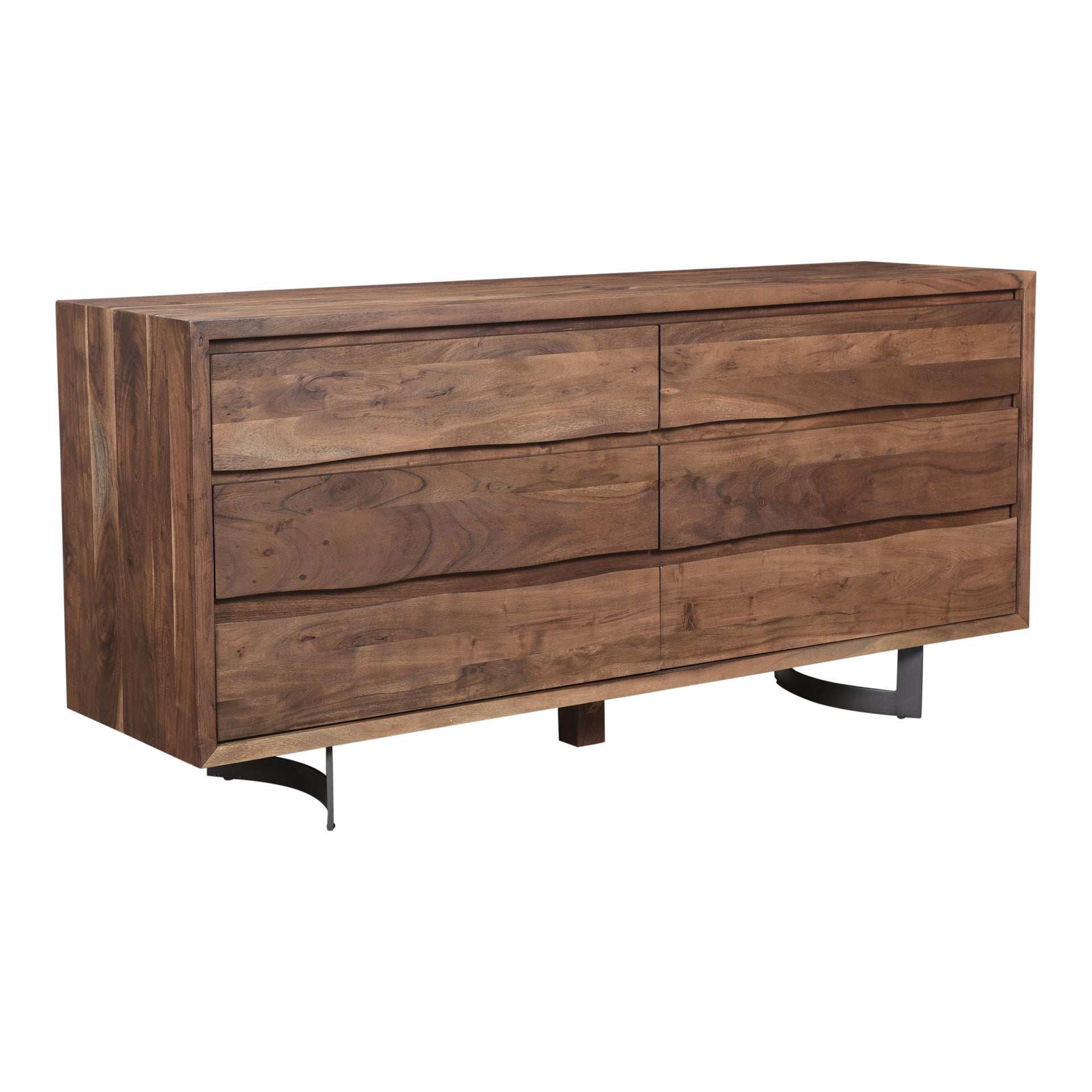 Ellis, Dresser, Industrial Solid Acacia Wood, 6 Drawers, Natural Stain