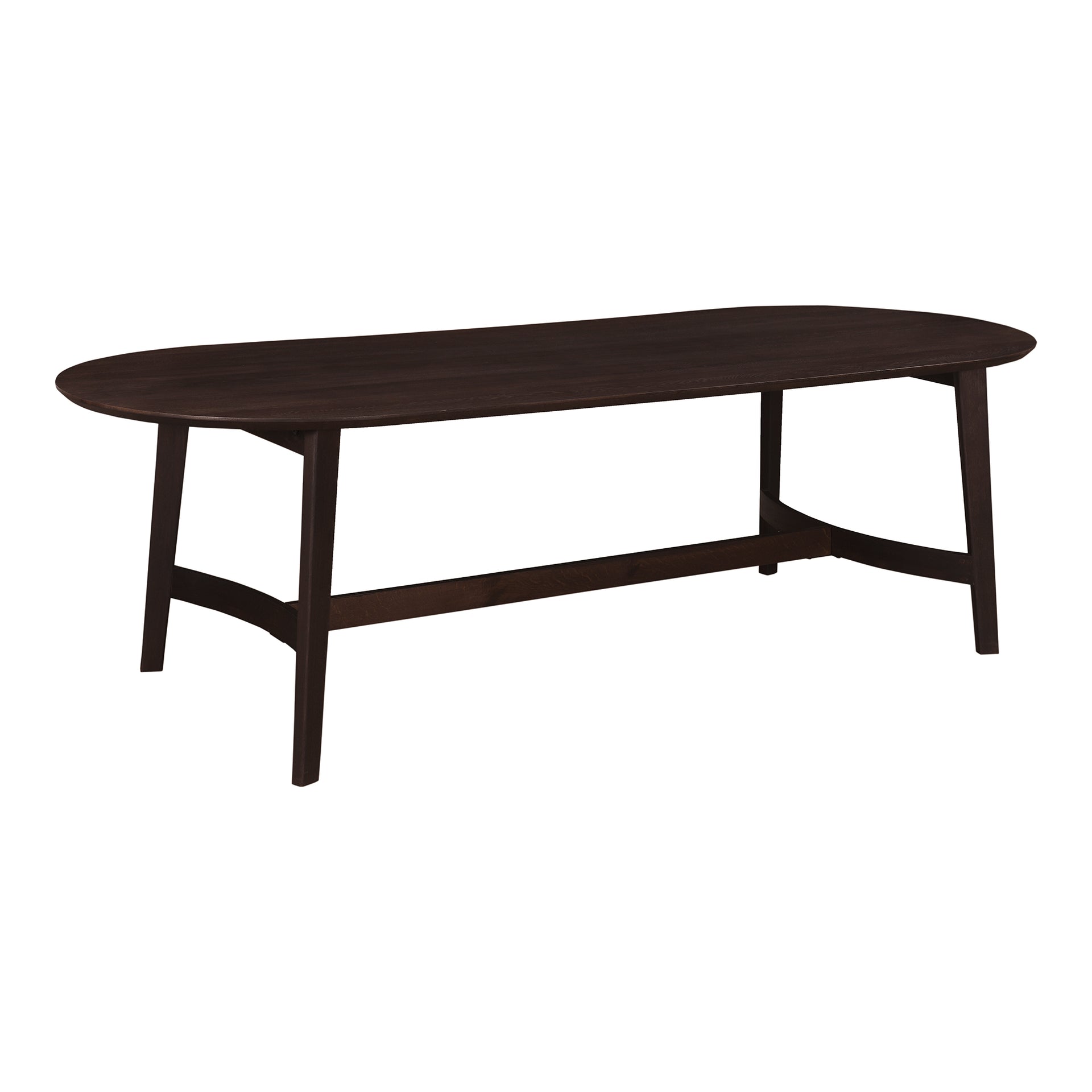 Odhran Oval Dining Table for 6, Solid Oak Wood, Scandinavian Style, Dark Brown