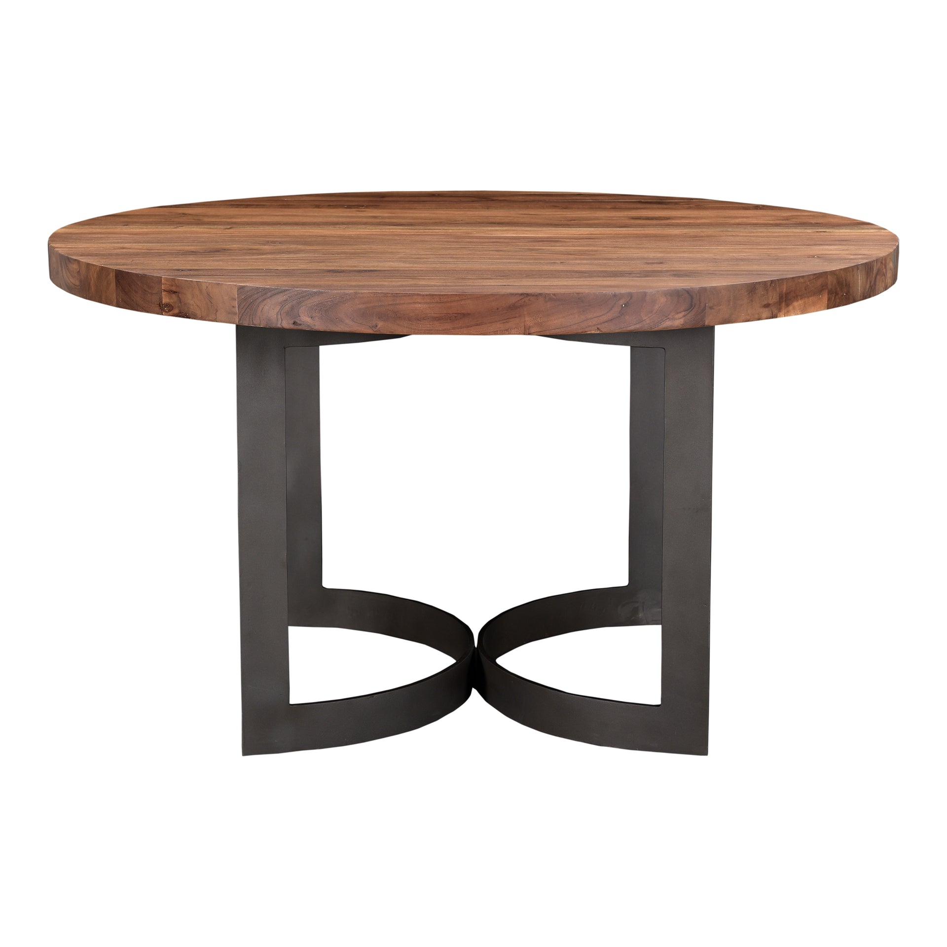 Ellis Dining Table, Solid Acacia Wood Top, Industrial Iron Legs with Two Assembly Styles, 4 Seater, Natural Finish