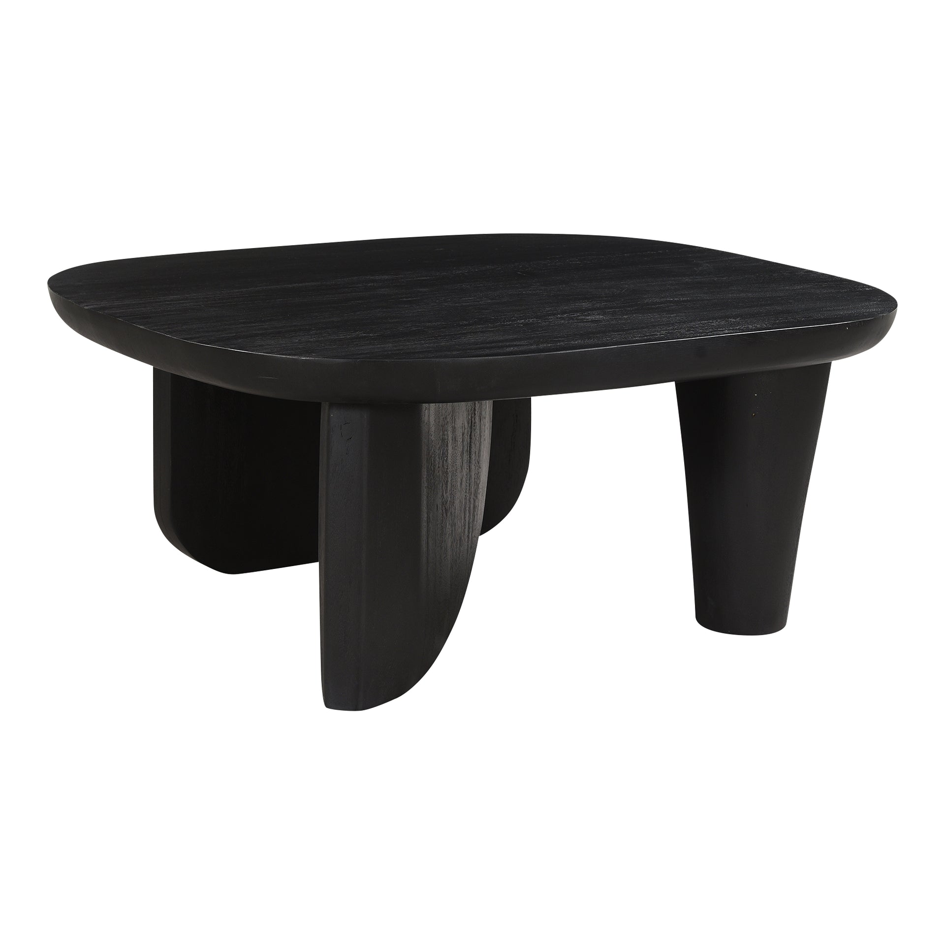 Talia Coffee Table, Rectangular Rustic Design, Solid Acacia Wood, Black Distressed Finish