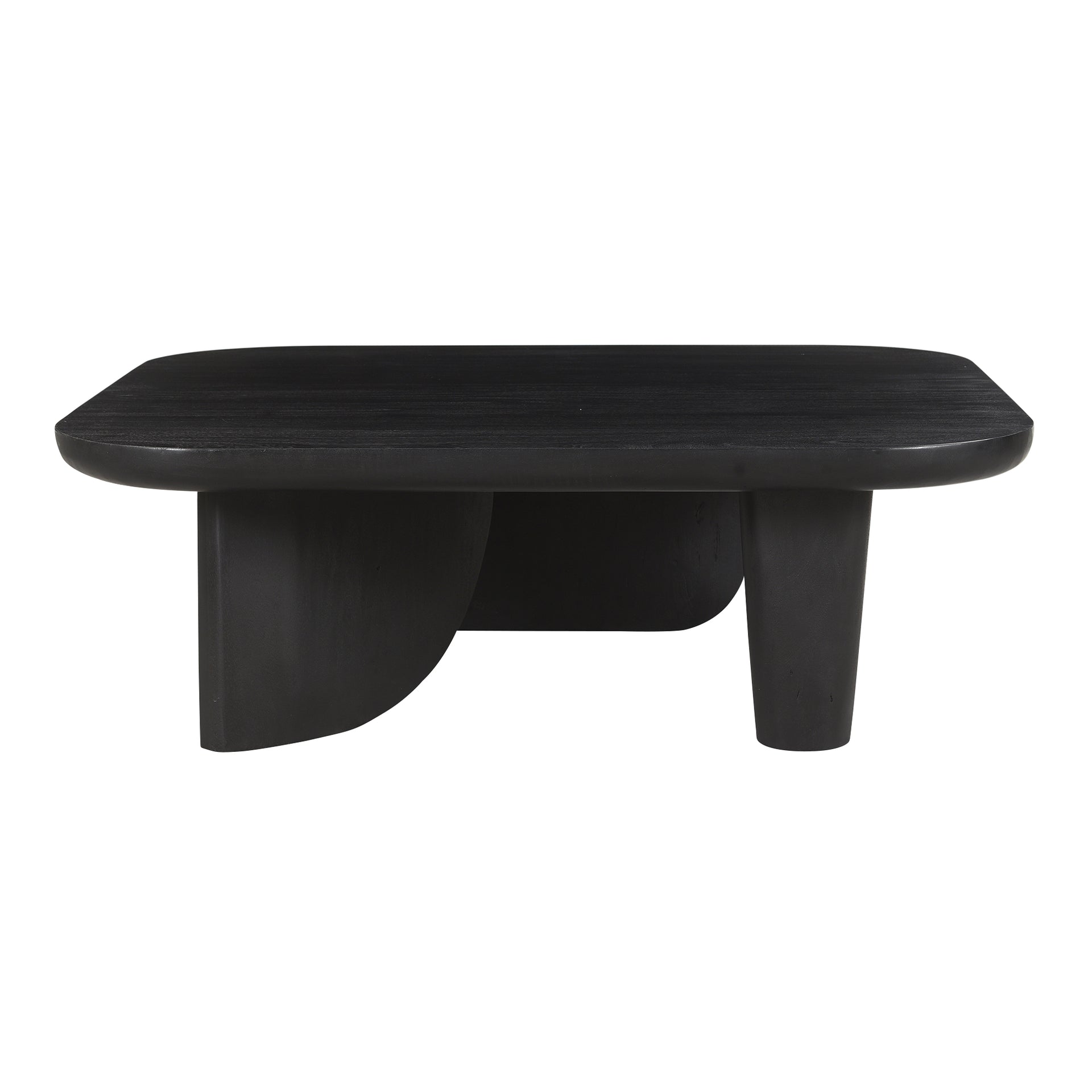Talia Large Coffee Table, Rectangular Rustic Design Solid Acacia Wood with Black Distressed Finish