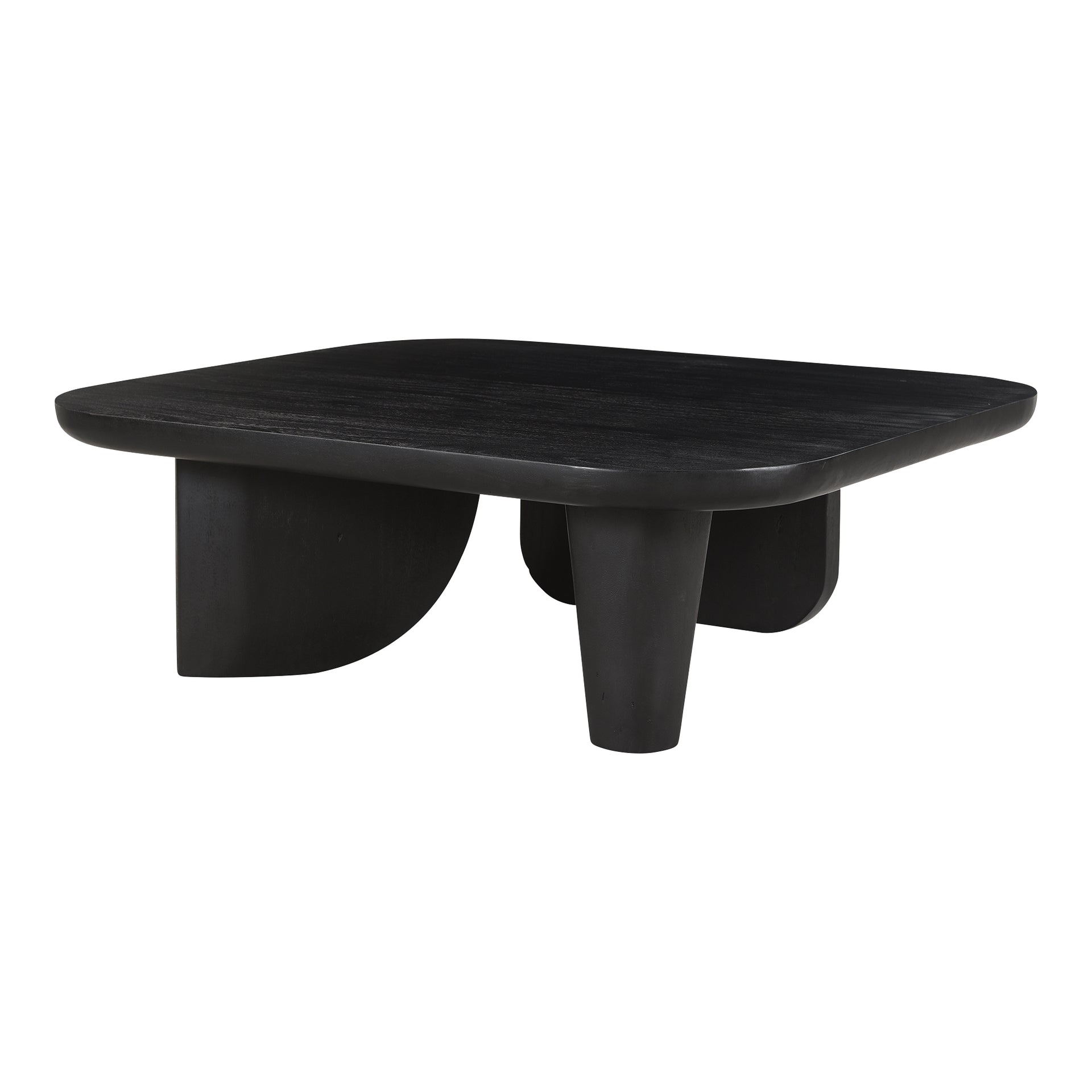 Talia Large Coffee Table, Rectangular Rustic Design Solid Acacia Wood with Black Distressed Finish
