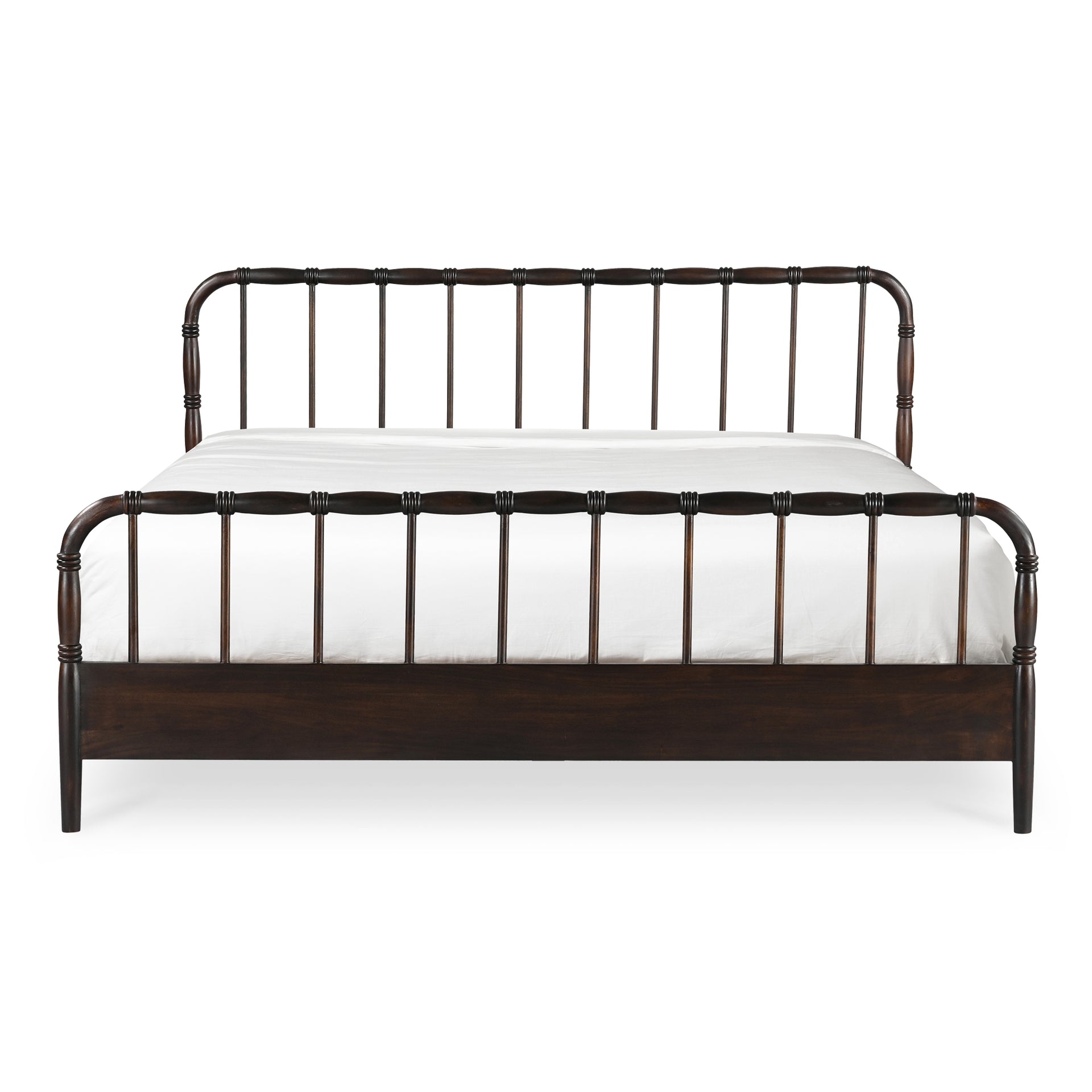 Uriel King Bed, Solid Acacia Wood, Turned Detailing, Dark Brown