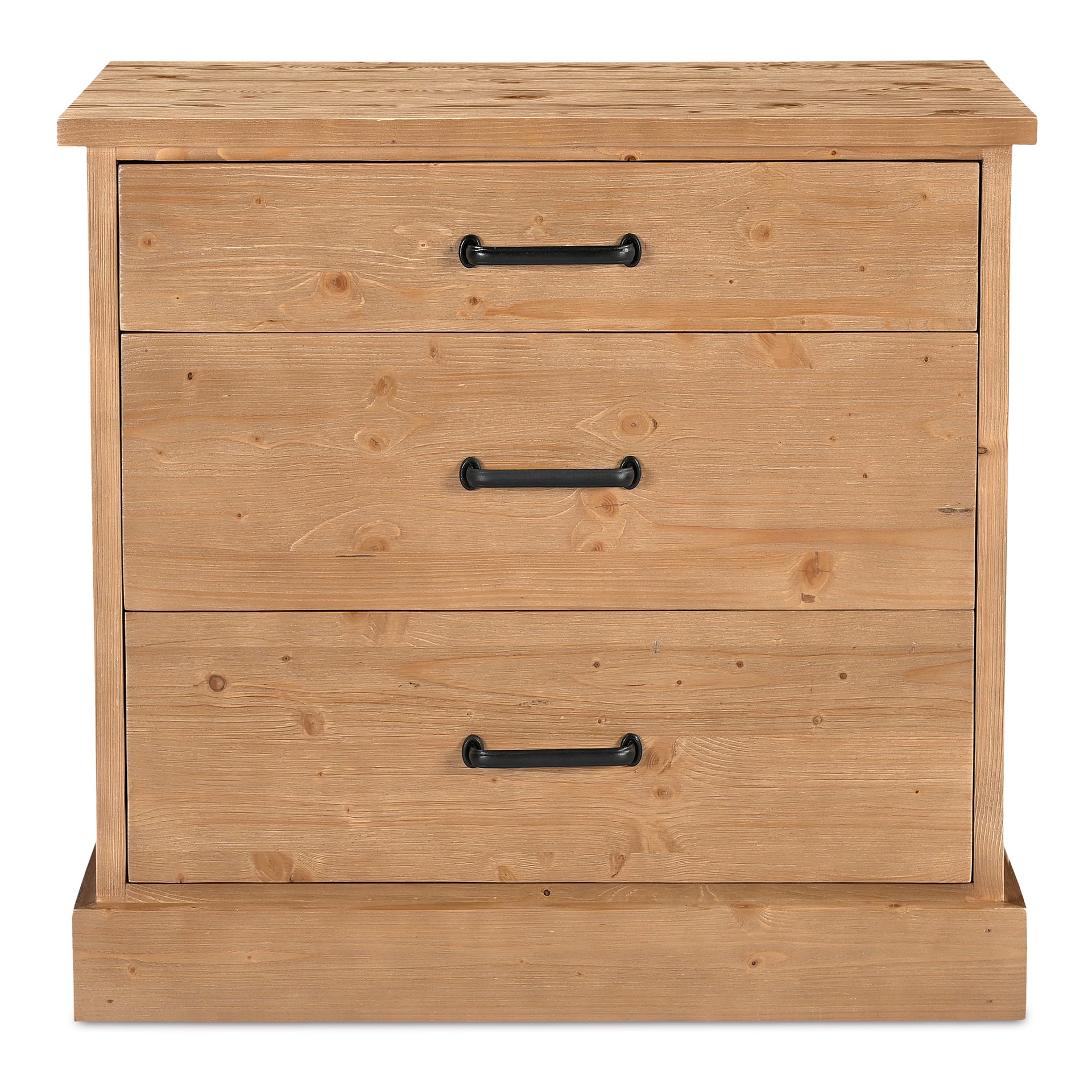 Arvid Nightstand, 3-Drawer, Solid Pine Wood with Semi-Gloss Finish and Ball-Bearing Glides, Honey Pine