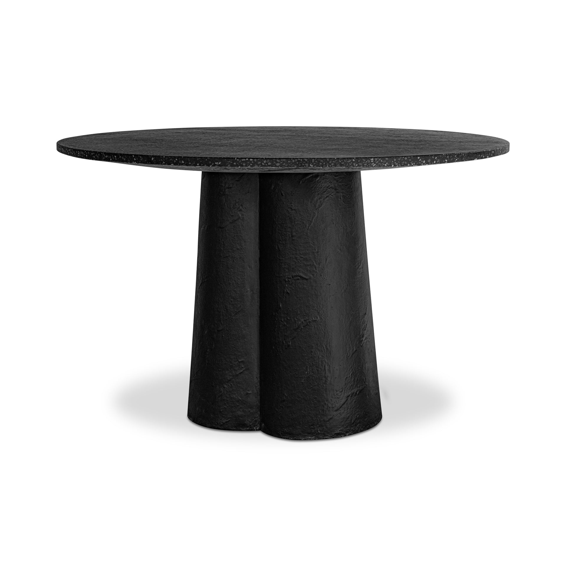 Liora Dining Table for 4, Round Terrazzo Top, Sculpted Concrete Base, Black