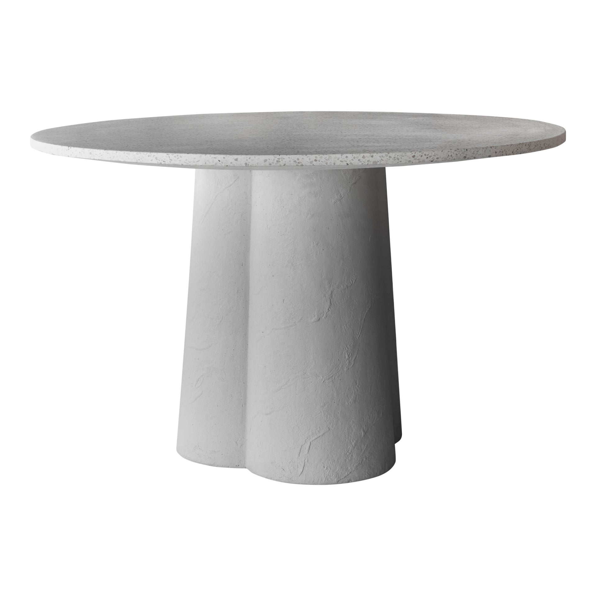 Liora Dining Table for 4, Round Terrazzo Top, Sculpted Concrete Base, White