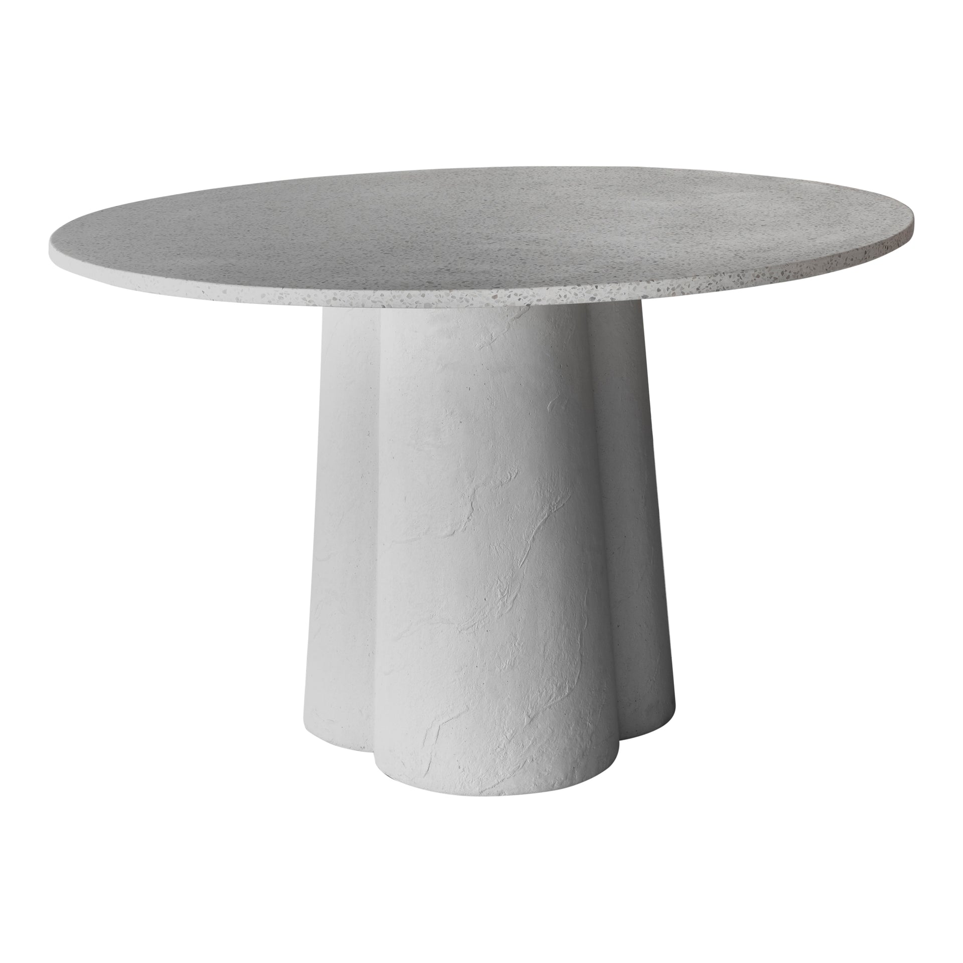 Liora Dining Table for 4, Round Terrazzo Top, Sculpted Concrete Base, White