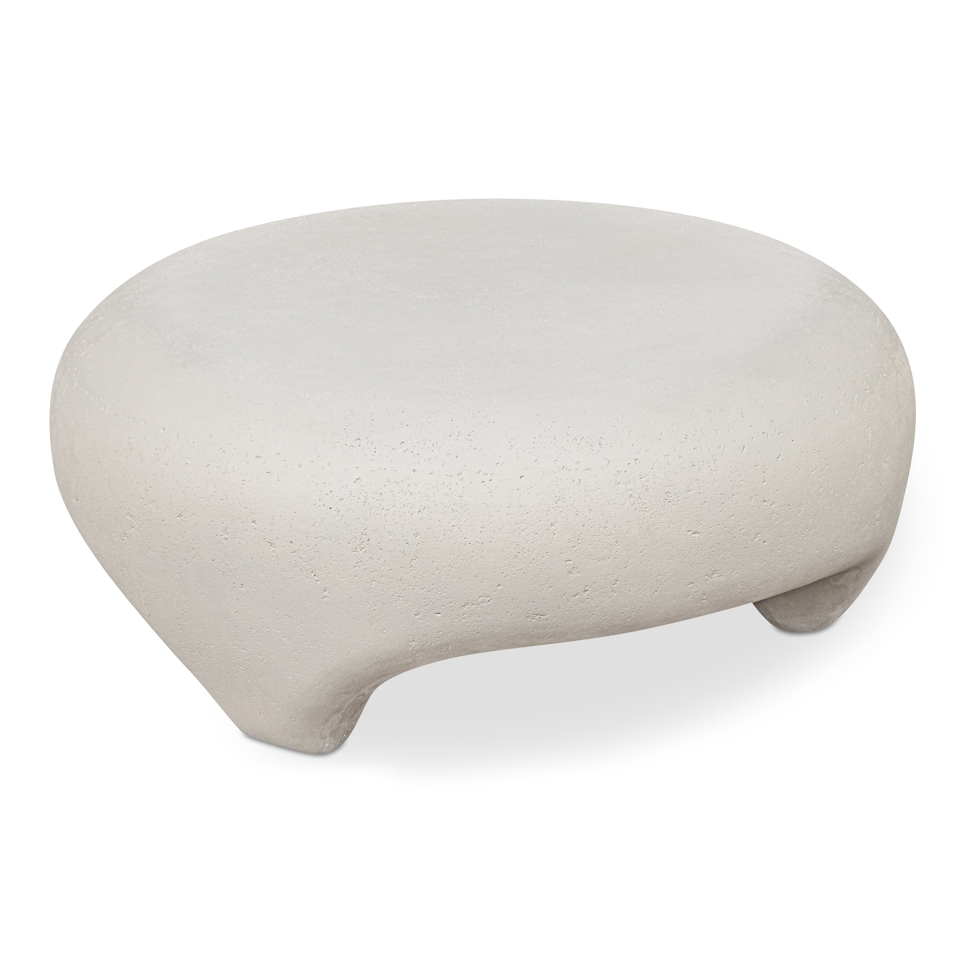 Merel Outdoor Coffee Table, Freeform Cement and Fiberglass Textured Finish, White