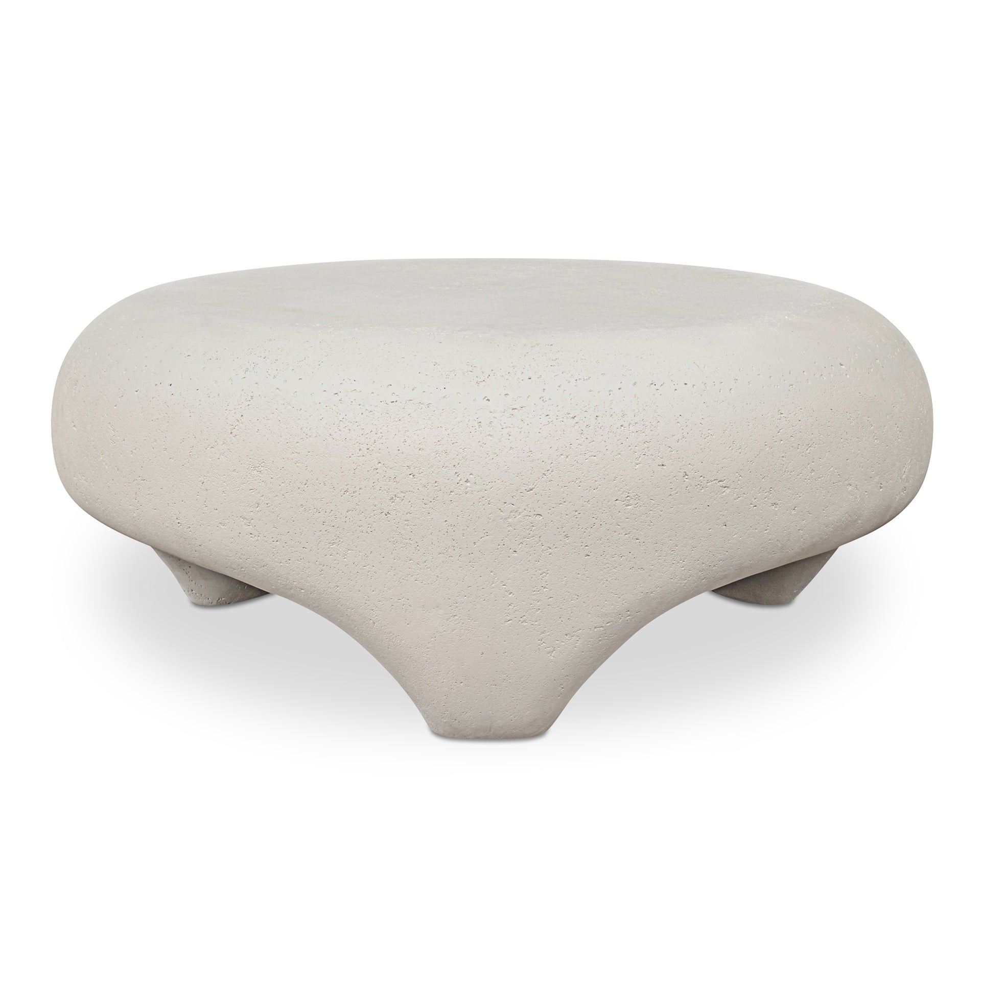 Merel Outdoor Coffee Table, Freeform Cement and Fiberglass Textured Finish, White