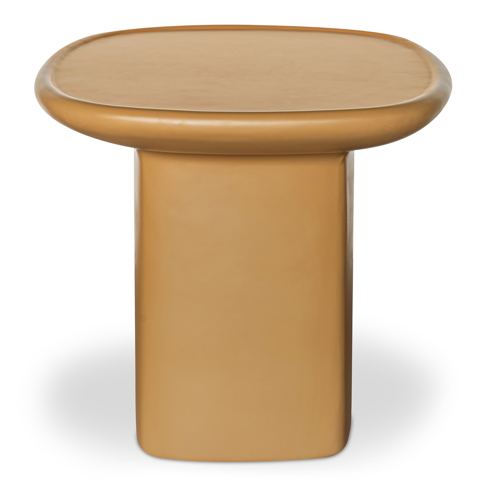 Henric Outdoor Side Table, Pedestal Concrete with Rounded Edge, Deep Yellow