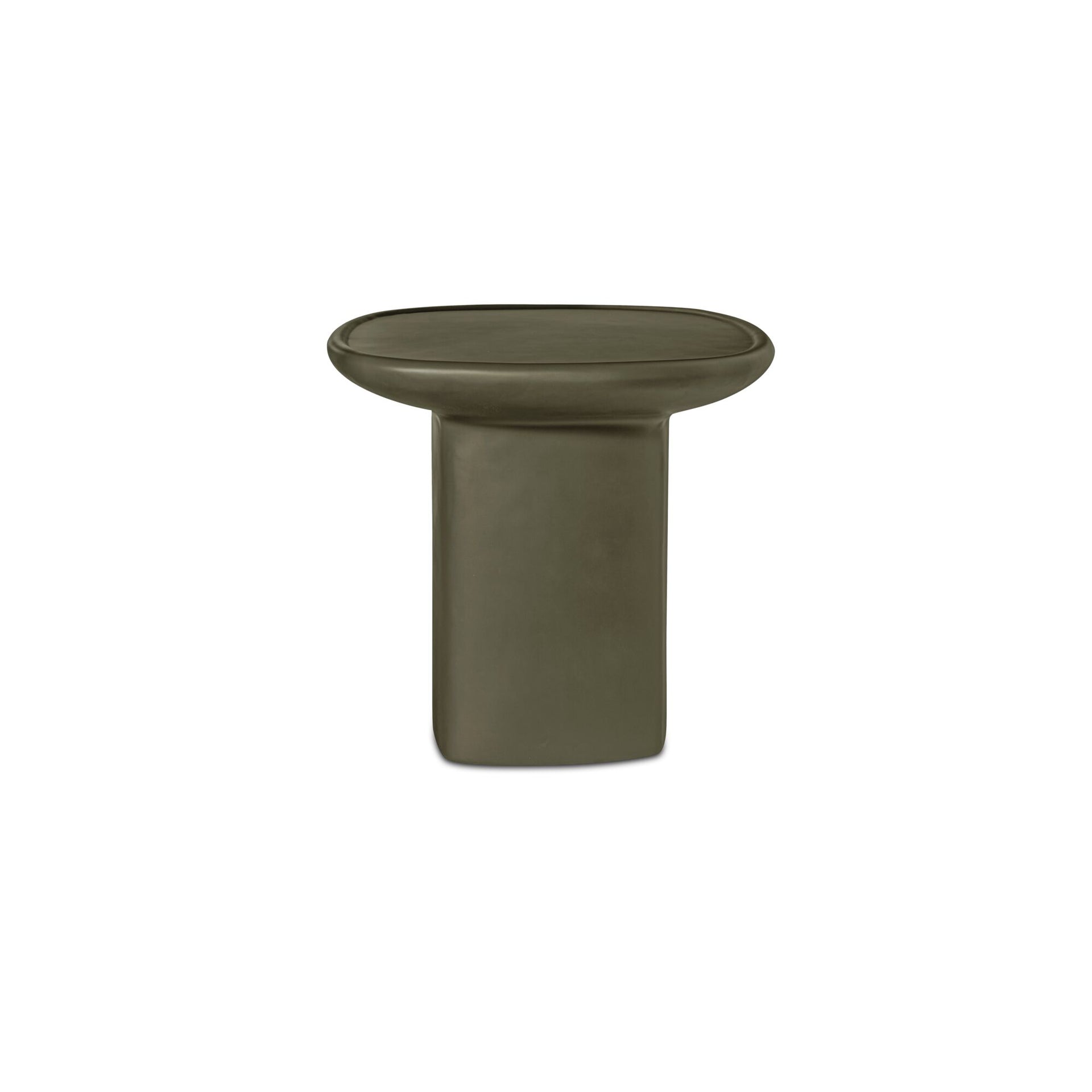 Henric Outdoor Side Table, Pedestal Concrete with Seamless Rounded Edge Deep Green