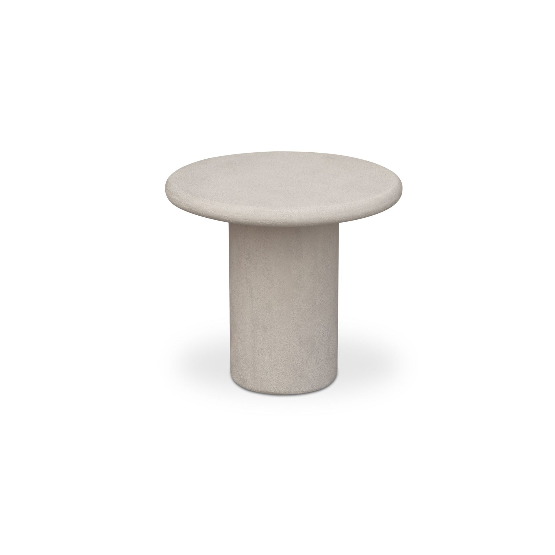 Sorin Outdoor Side Table, Concrete and Fiberglass Hand-Textured Venetian Plaster Look, Cream
