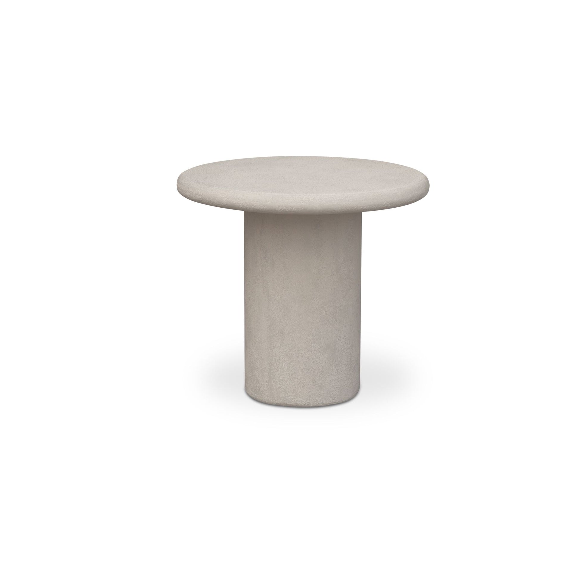 Sorin Outdoor Side Table, Concrete and Fiberglass Hand-Textured Venetian Plaster Look, Cream