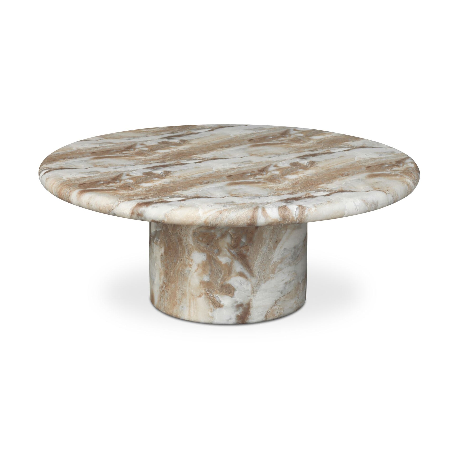 Sorin Outdoor Coffee Table, Concrete and Fiberglass Hand-Textured Marble-Look Finish, Brown