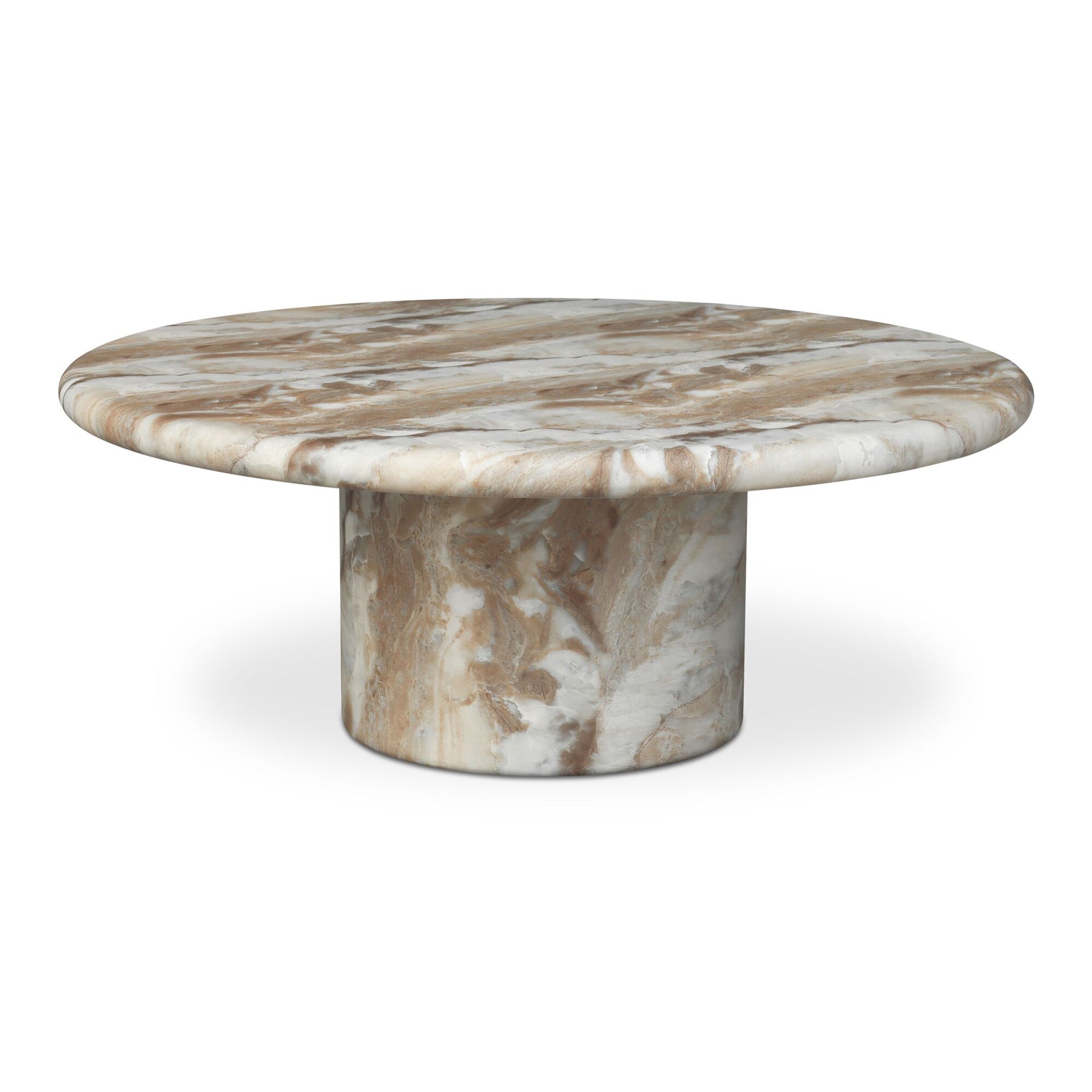 Sorin Outdoor Coffee Table, Concrete and Fiberglass Hand-Textured Marble-Look Finish, Brown