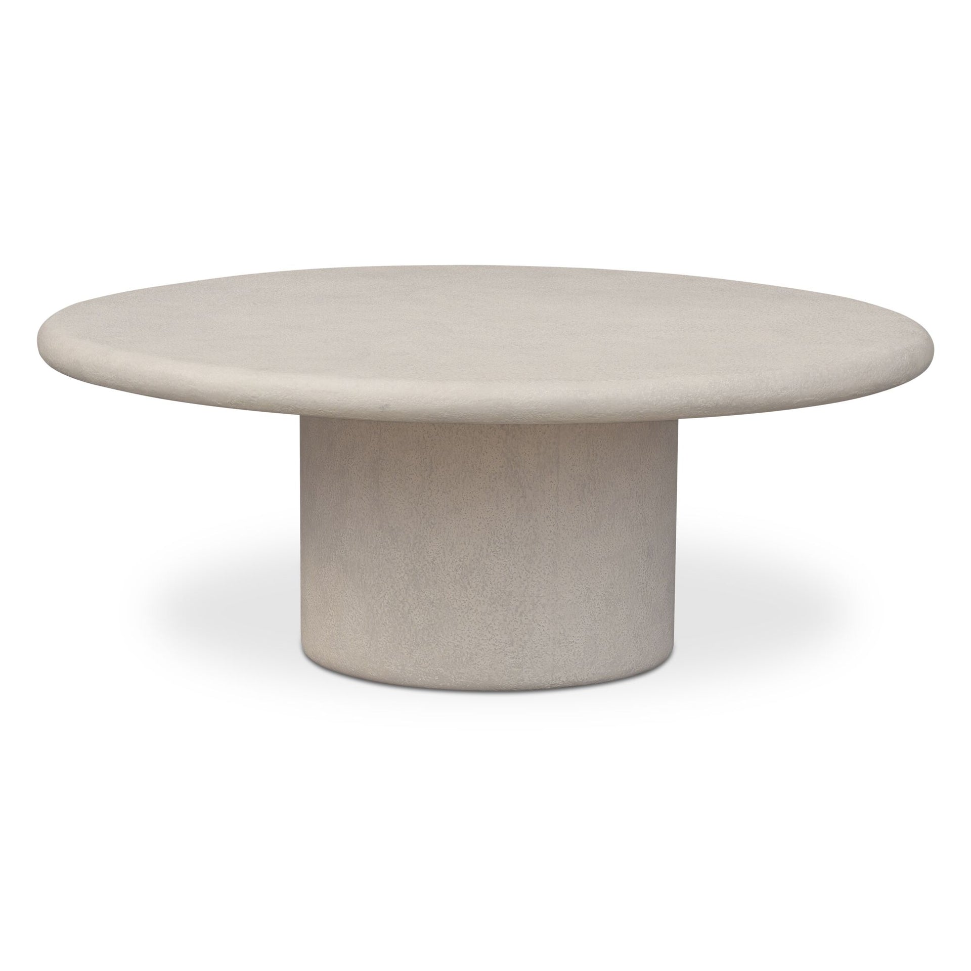 Sorin Outdoor Coffee Table, Concrete and Fiberglass Hand-Textured Venetian Plaster Look, Cream