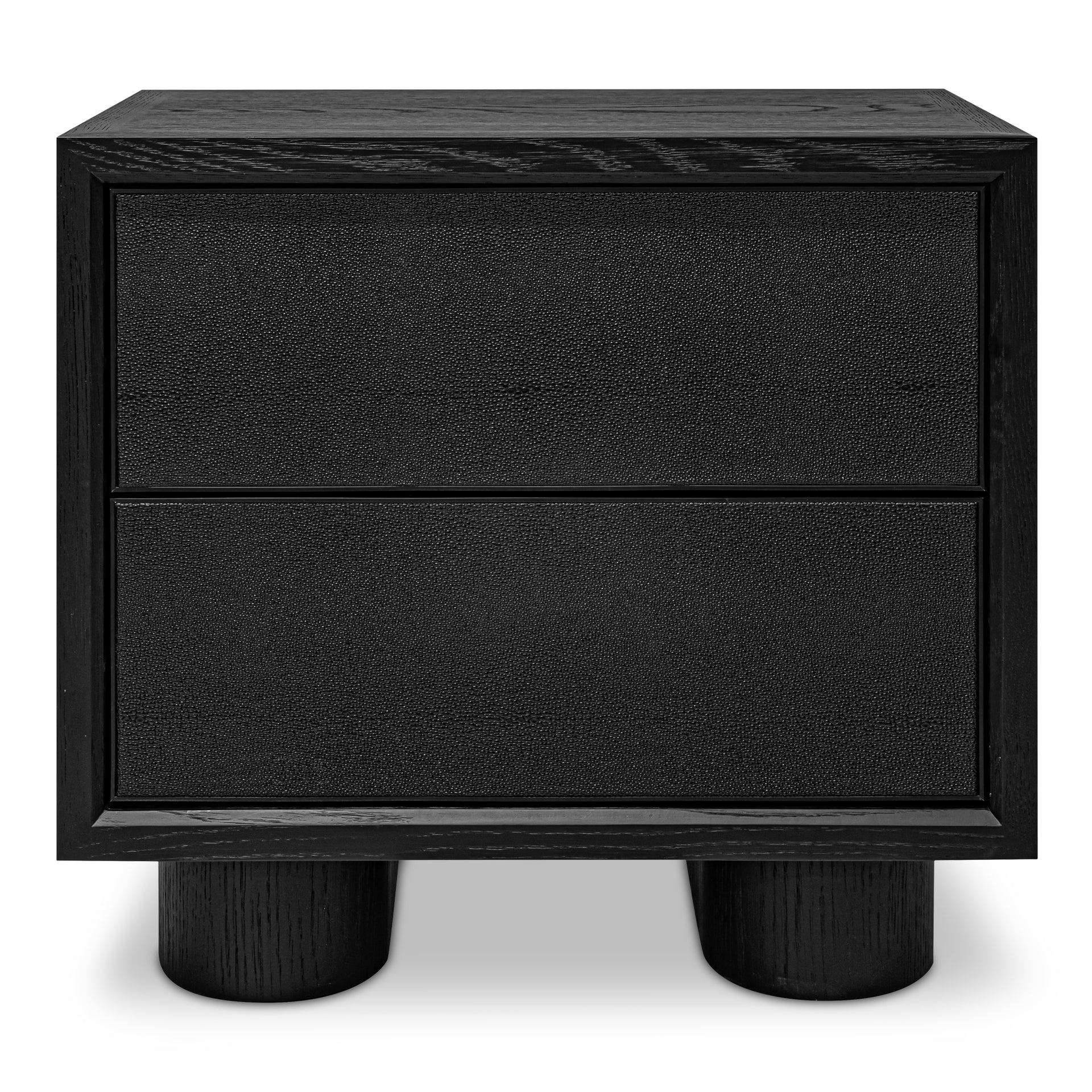 Alarno Nightstand, Shagreen Pattern with Antique Gold Frame 2-Drawer, Black