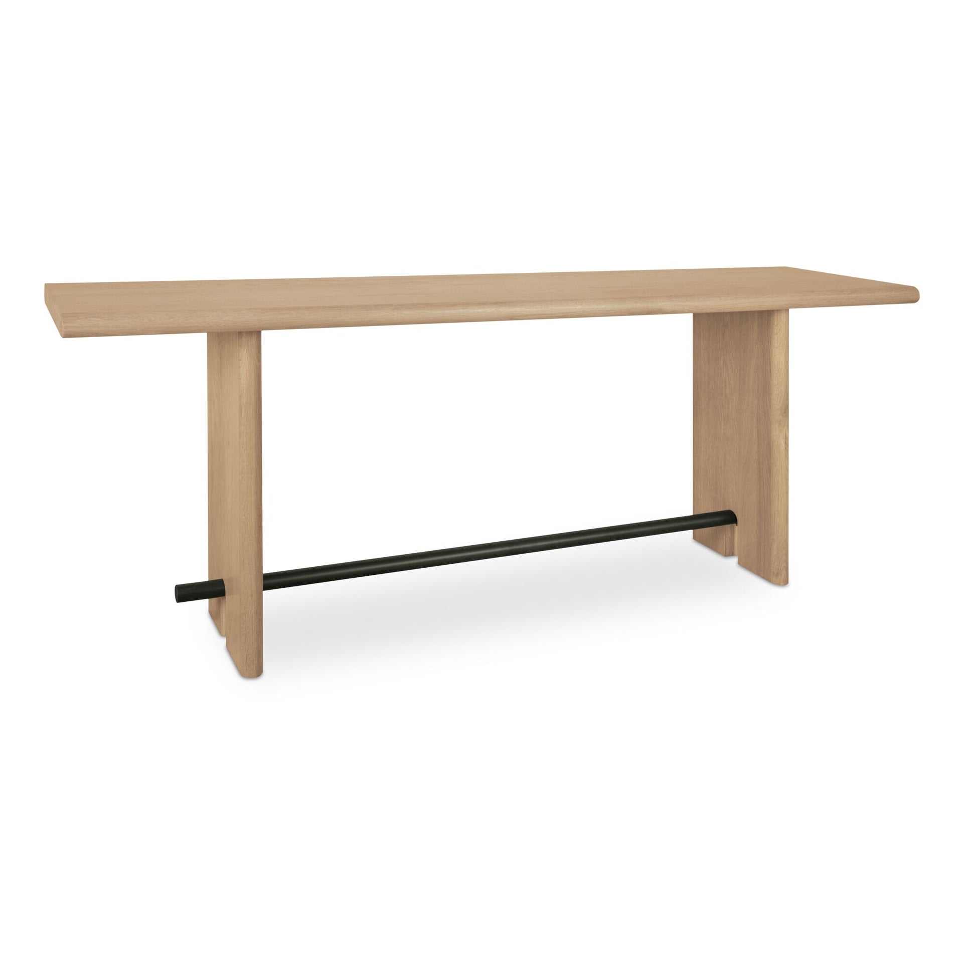 Thornefield Console Table, Bullnose Edge Oak with Metal Spreader Bar, Natural Finish