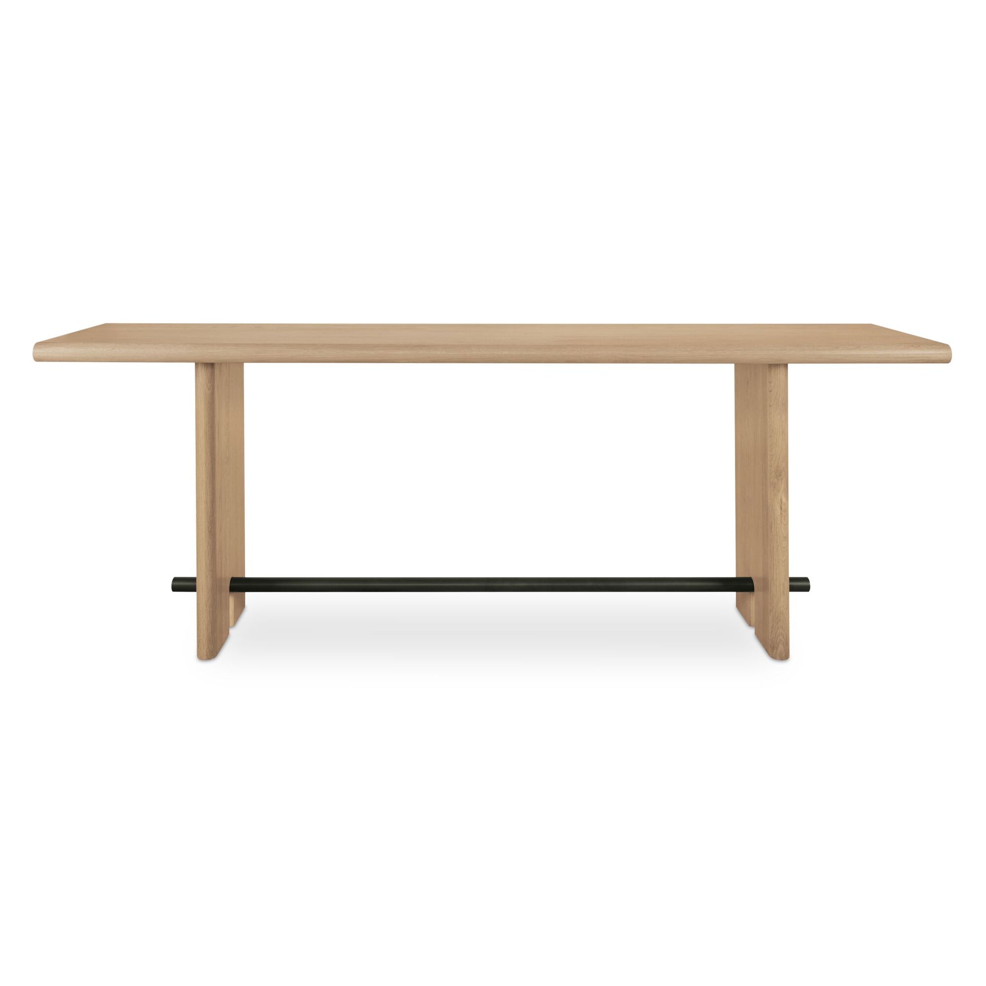Thornefield Console Table, Bullnose Edge Oak with Metal Spreader Bar, Natural Finish