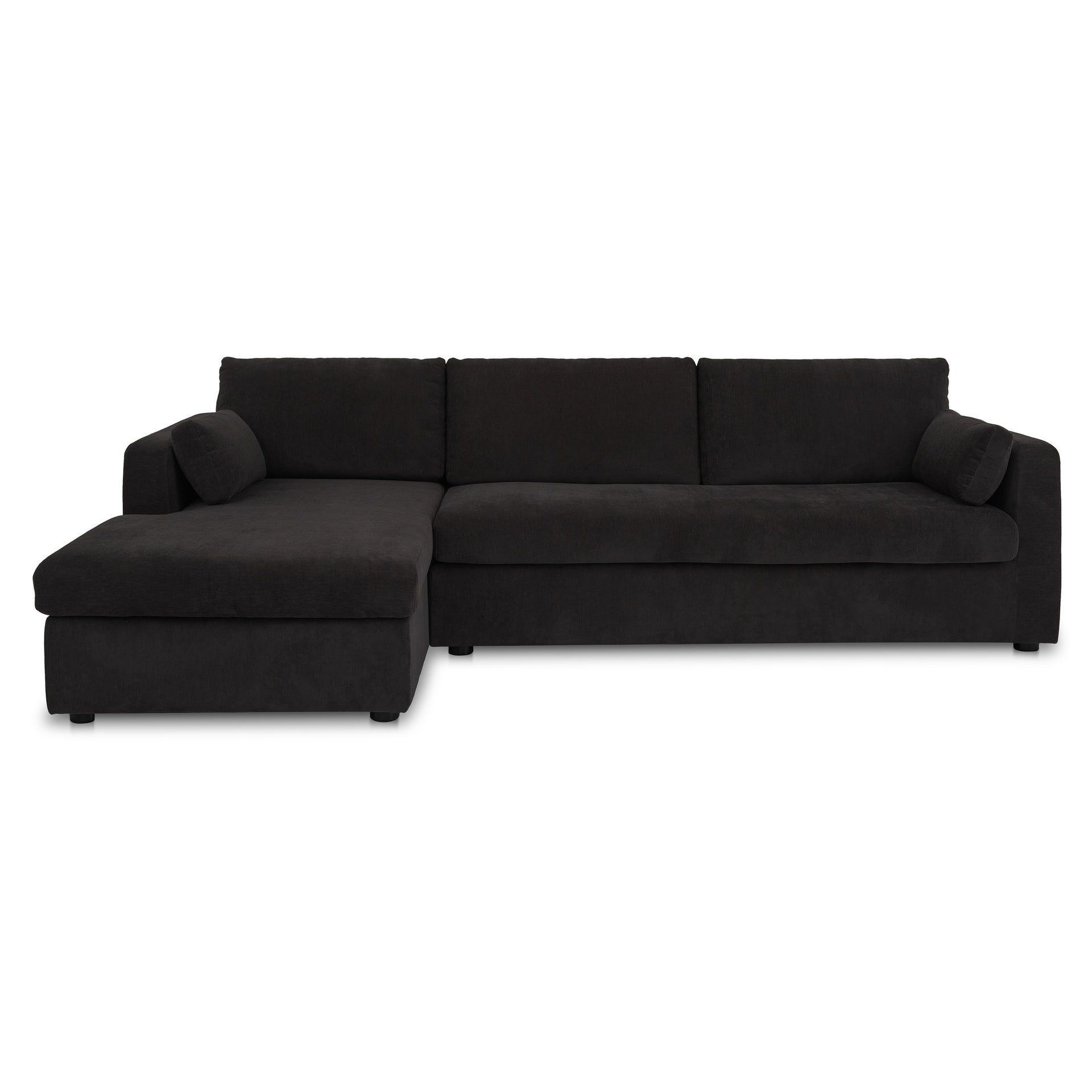 Loreto Sleeper Sectional Left, Performance Fabric, Memory Foam Mattress, Hidden Storage Chaise, Black