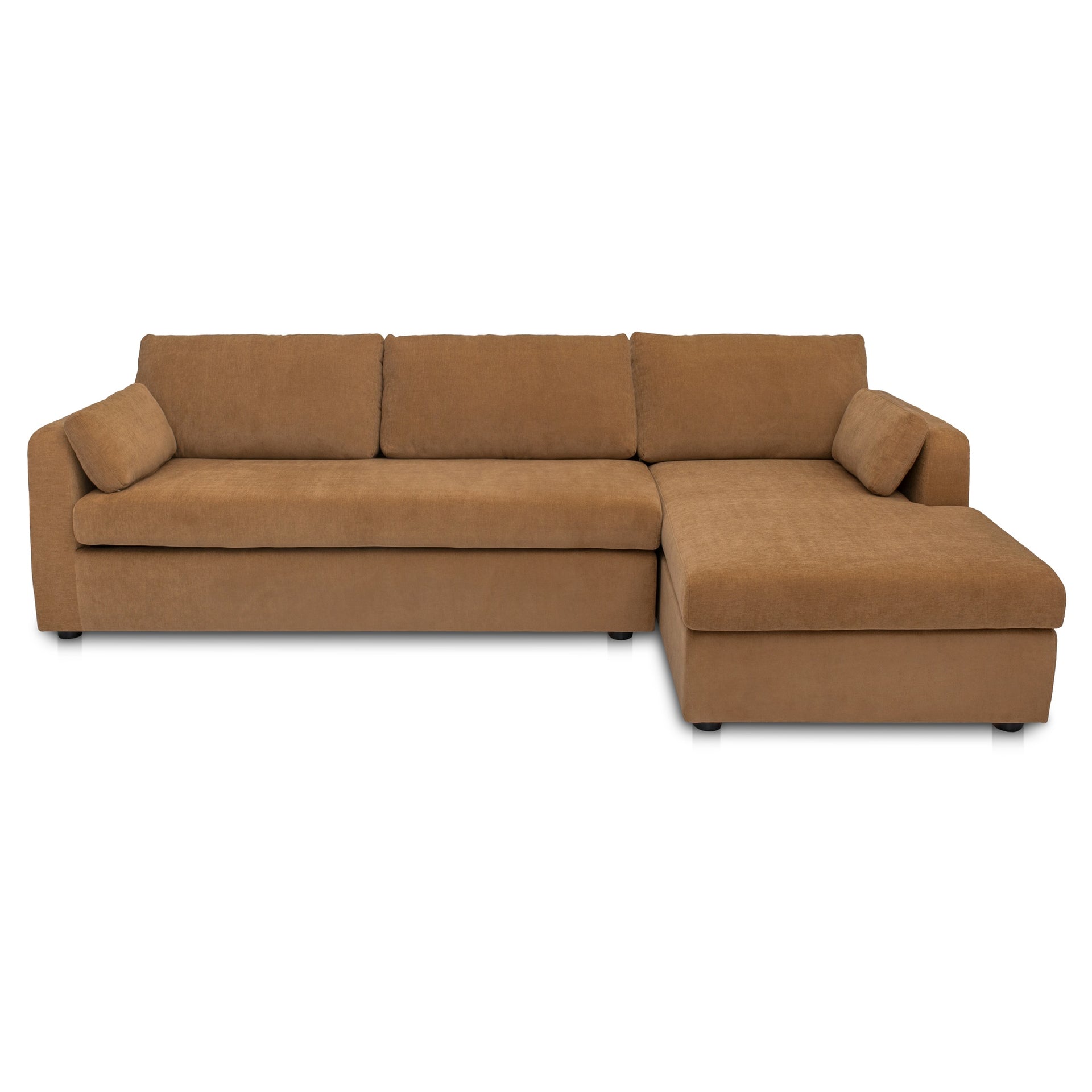 Loreto Sleeper Sectional Right, Performance Fabric, Memory Foam Mattress, Hidden Storage Chaise, Ginger