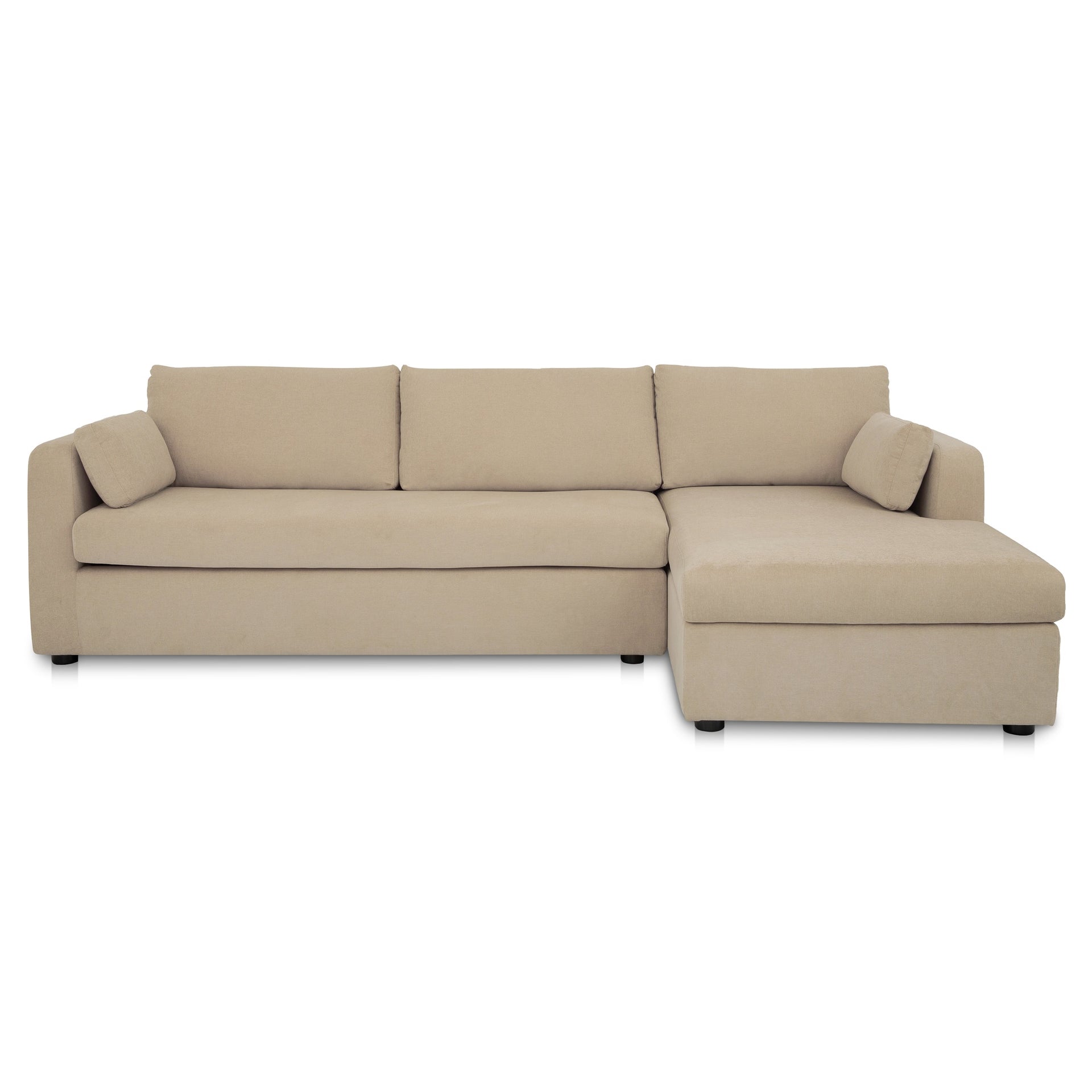 Loreto Sleeper Sectional Right, Performance Fabric, Memory Foam Mattress, Hidden Storage Chaise, Sand