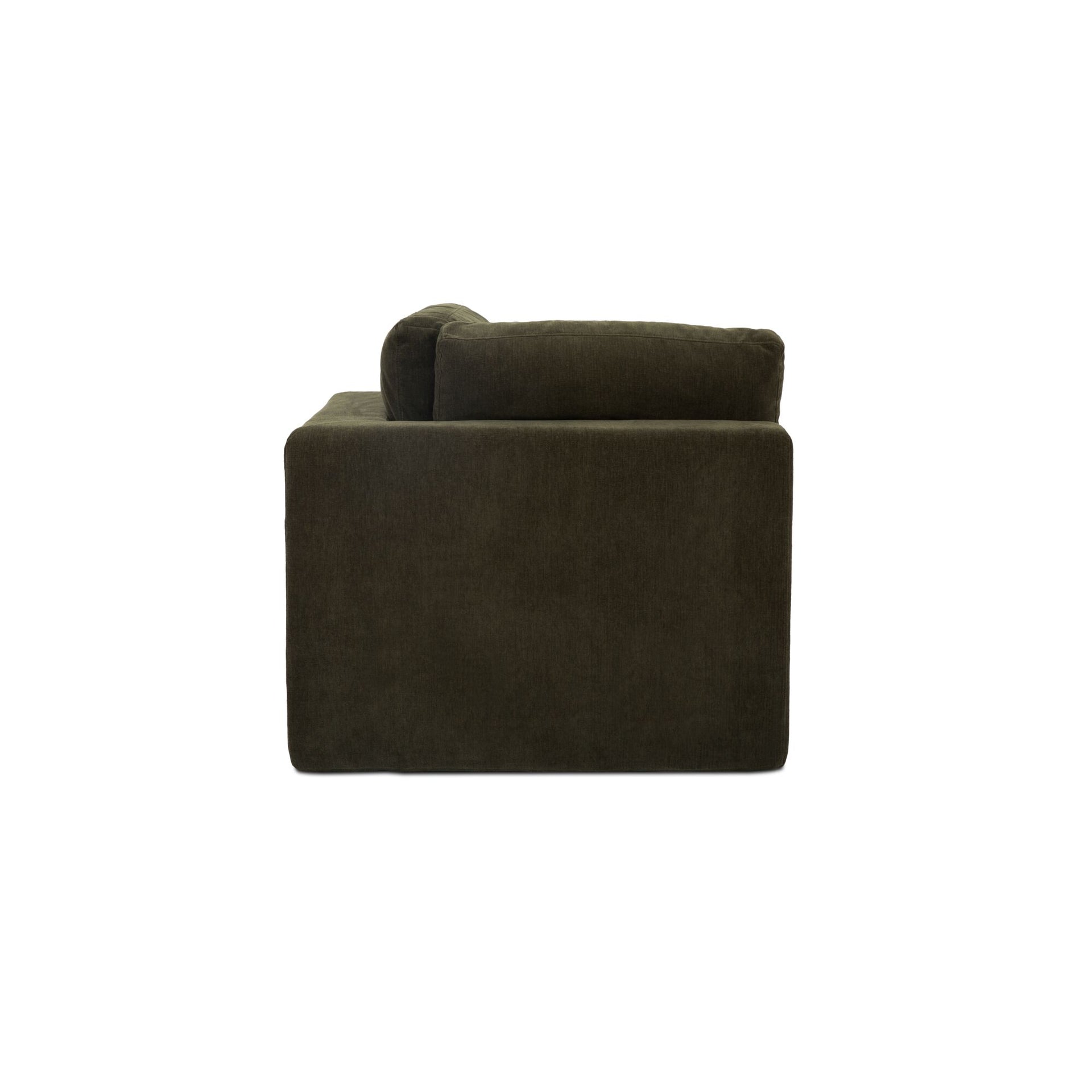 Raphael Corner Chair, Polyester Upholstery, Memory Foam Cushions, Dark Green