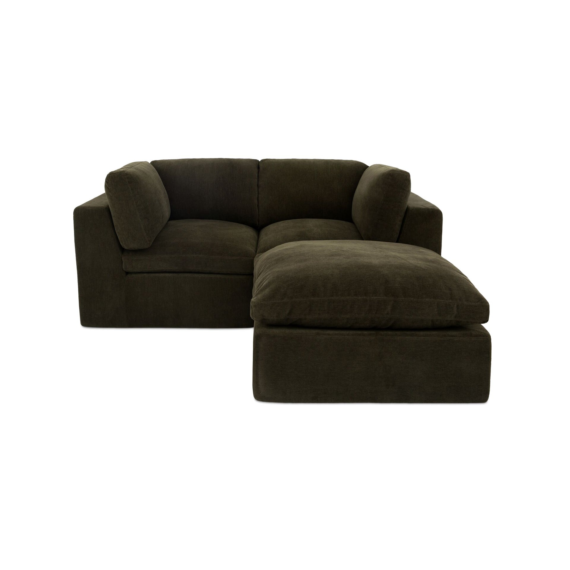 Raphael Modular Sectional, Polyester Upholstery, Memory Foam Cushions, Frameless Design, Dark Green