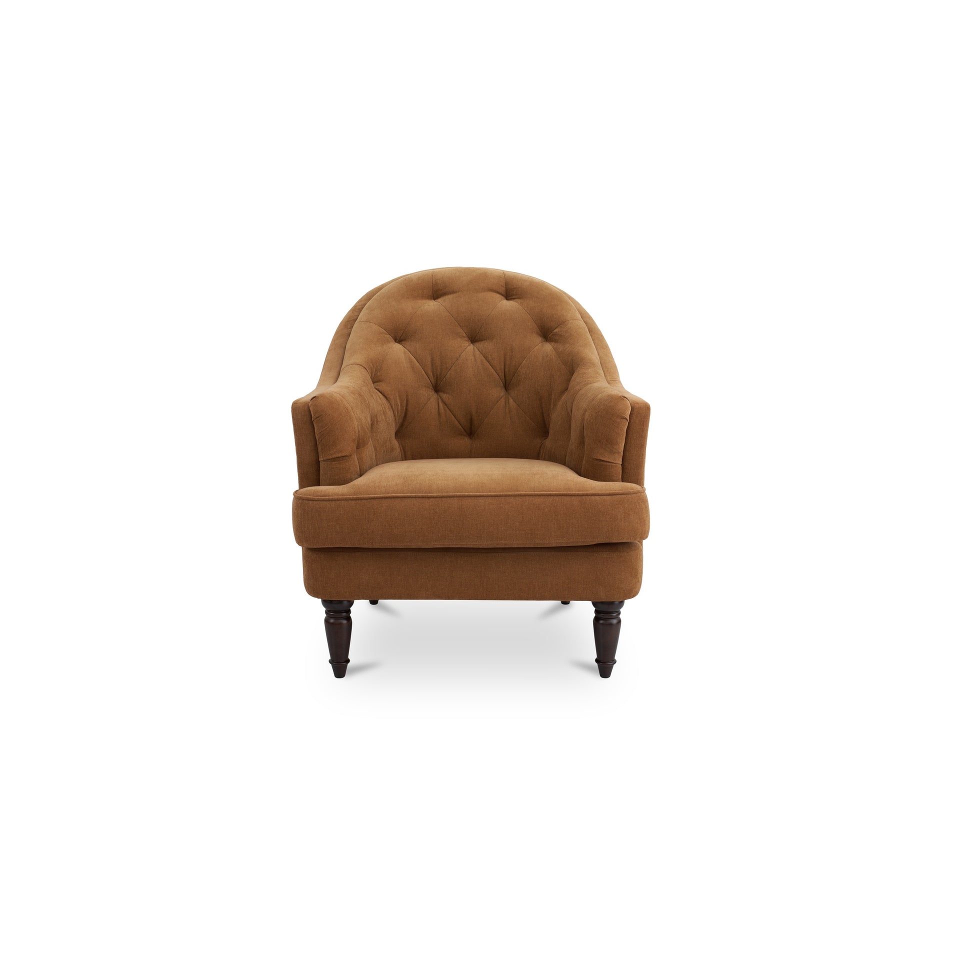 Mika Accent Chair, Performance Polyester Blend, Tufted Back, Rubberwood Legs, Ginger