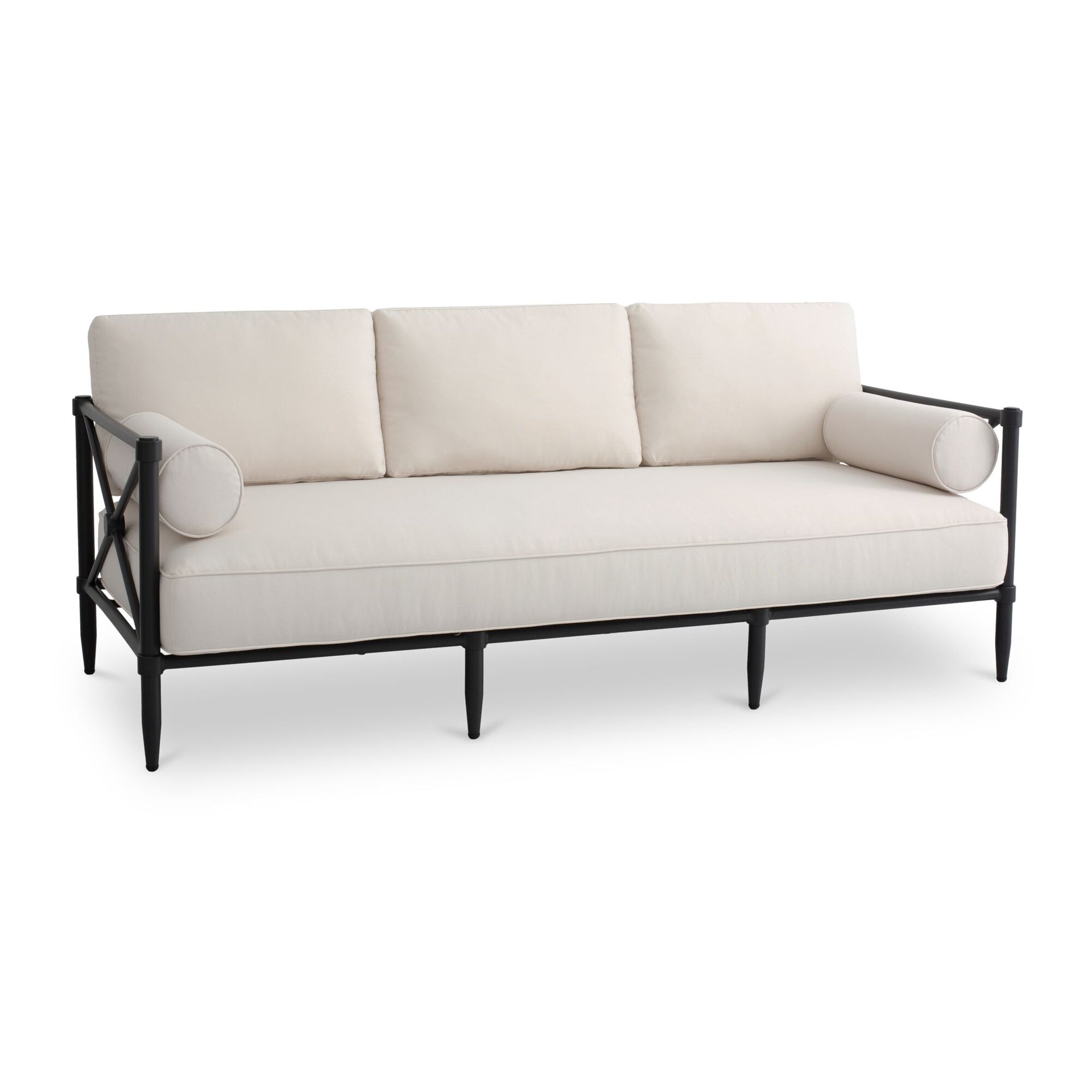 Roulis Outdoor Sofa, Recycled Polyester, Aluminum Frame, Quick-Dry Foam Cushions, Cream