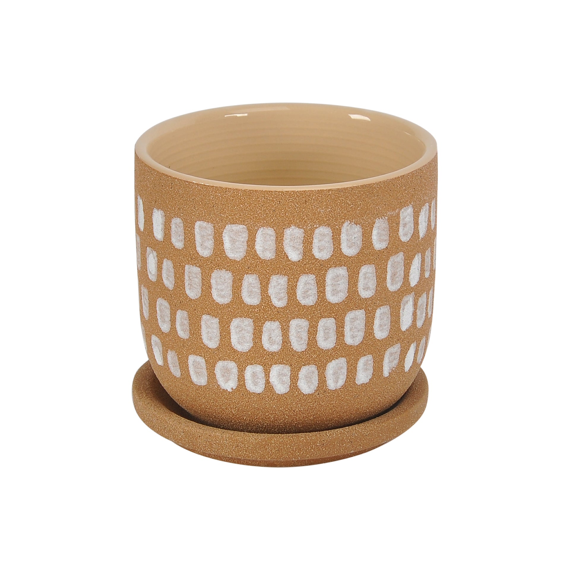 Tycho, 4.5 in. Indoor Planter, Natural Ceramic Stoneware with Subtle Brush Strokes, Plant-Safe and Watertight, Brown