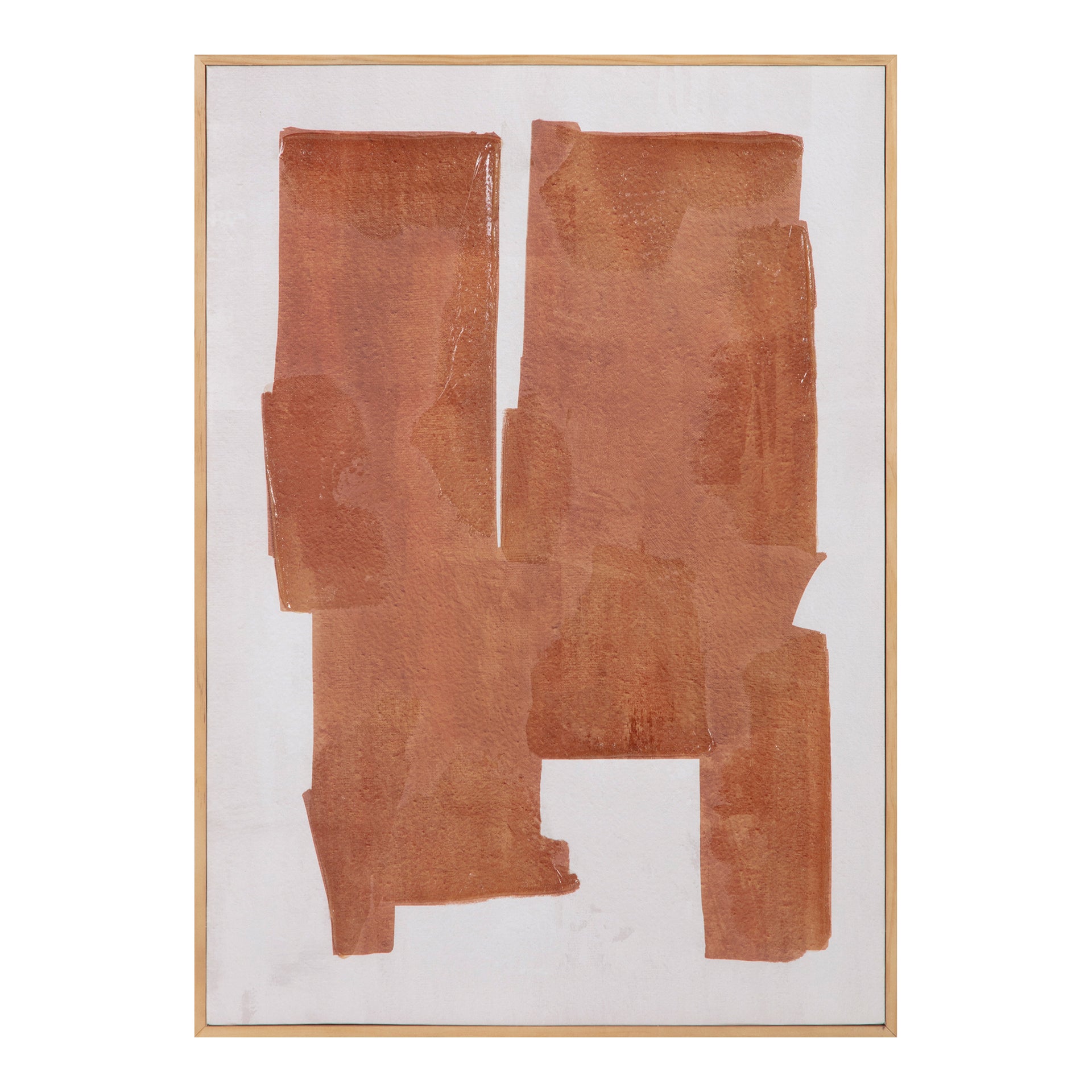 Kayci, Painting on Canvas, Multicolor, Brown Pine Wood Frame
