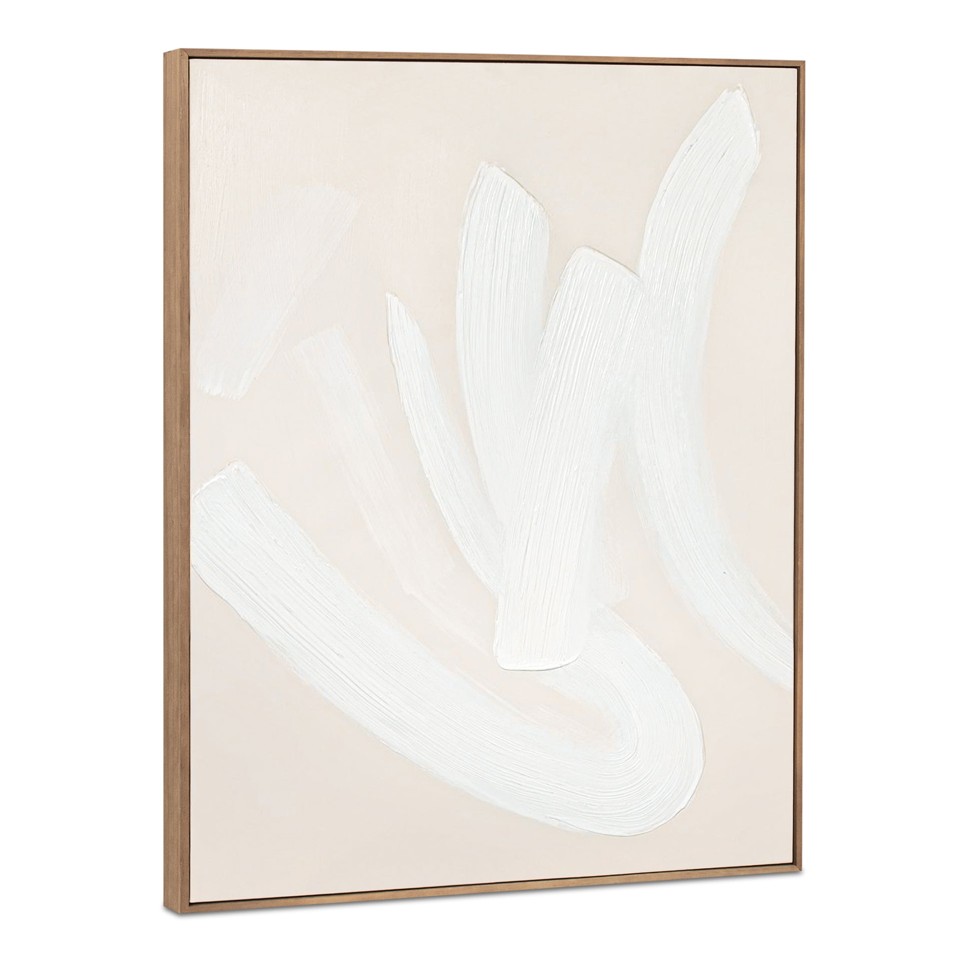 Cressida 1 Framed Painting, Compact Lyrical Acrylic Brush Strokes with Solid Pine Wood Frame