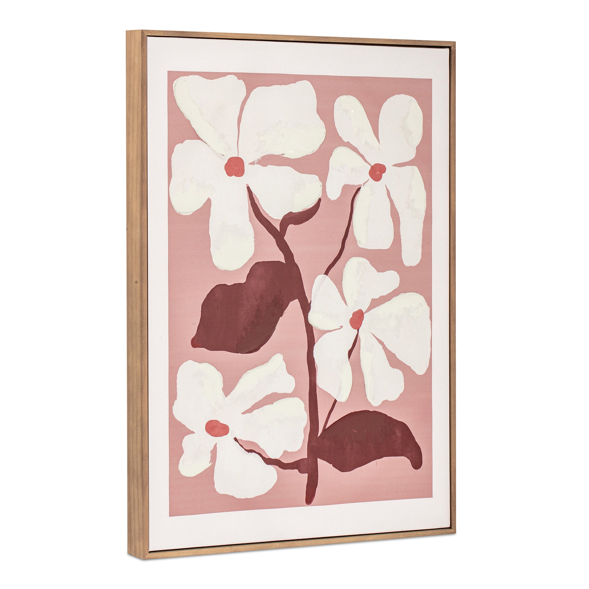 Rosaline Framed Painting, Floral Print and Acrylic Texture on Canvas with Solid Pine Wood Frame