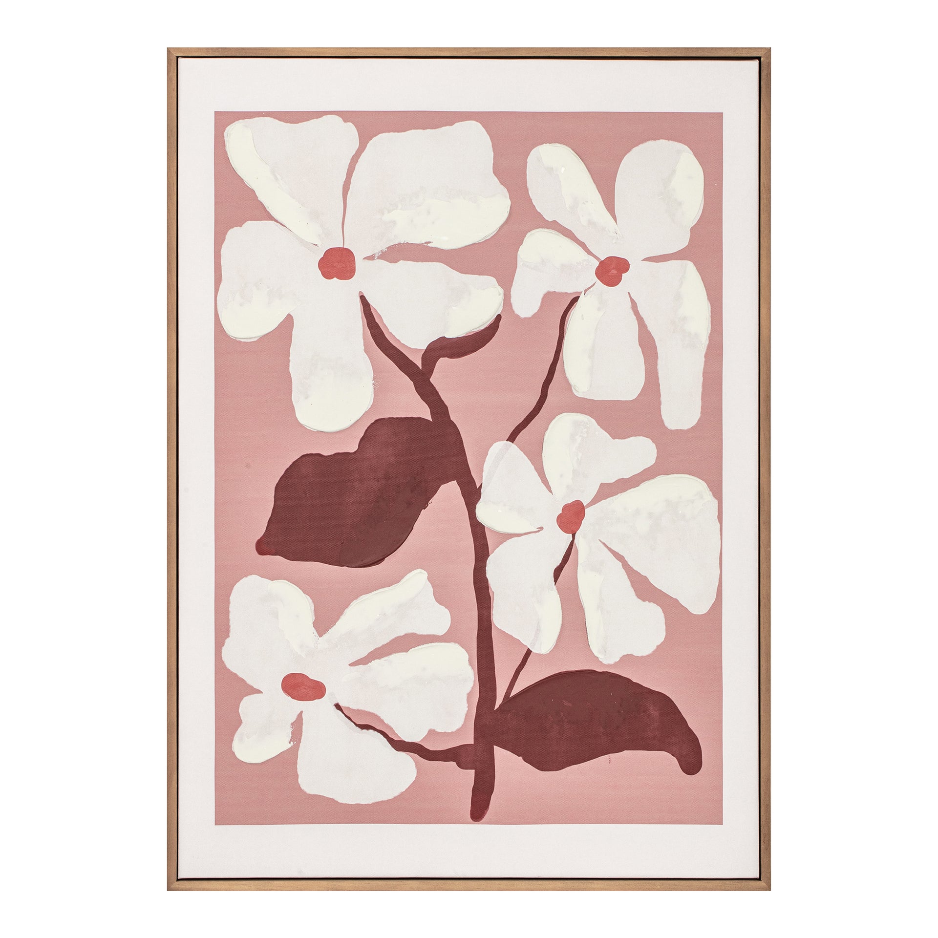 Rosaline Framed Painting, Floral Print and Acrylic Texture on Canvas with Solid Pine Wood Frame