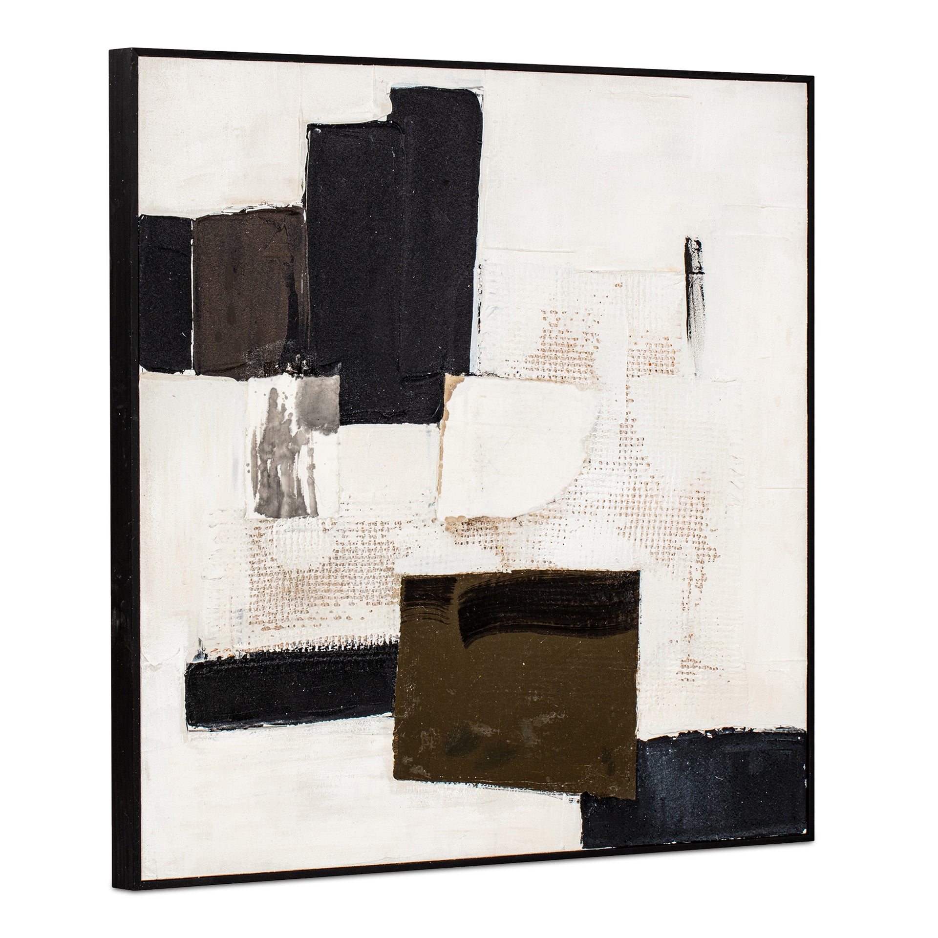 Carver Framed Painting, Abstract Textured Acrylic on Canvas with Solid Pine Wood Frame