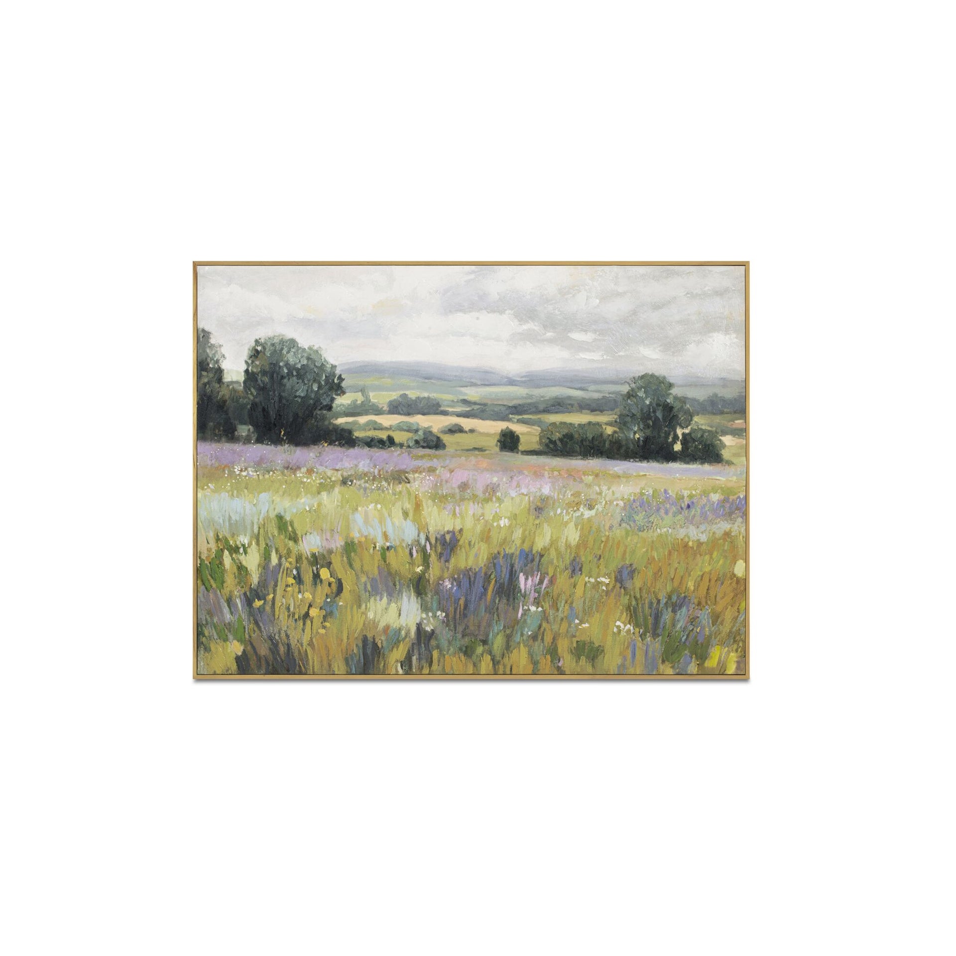 Calyndor Painting, Impressionist Landscape On Canvas, Solid Pine Frame, Multicolor