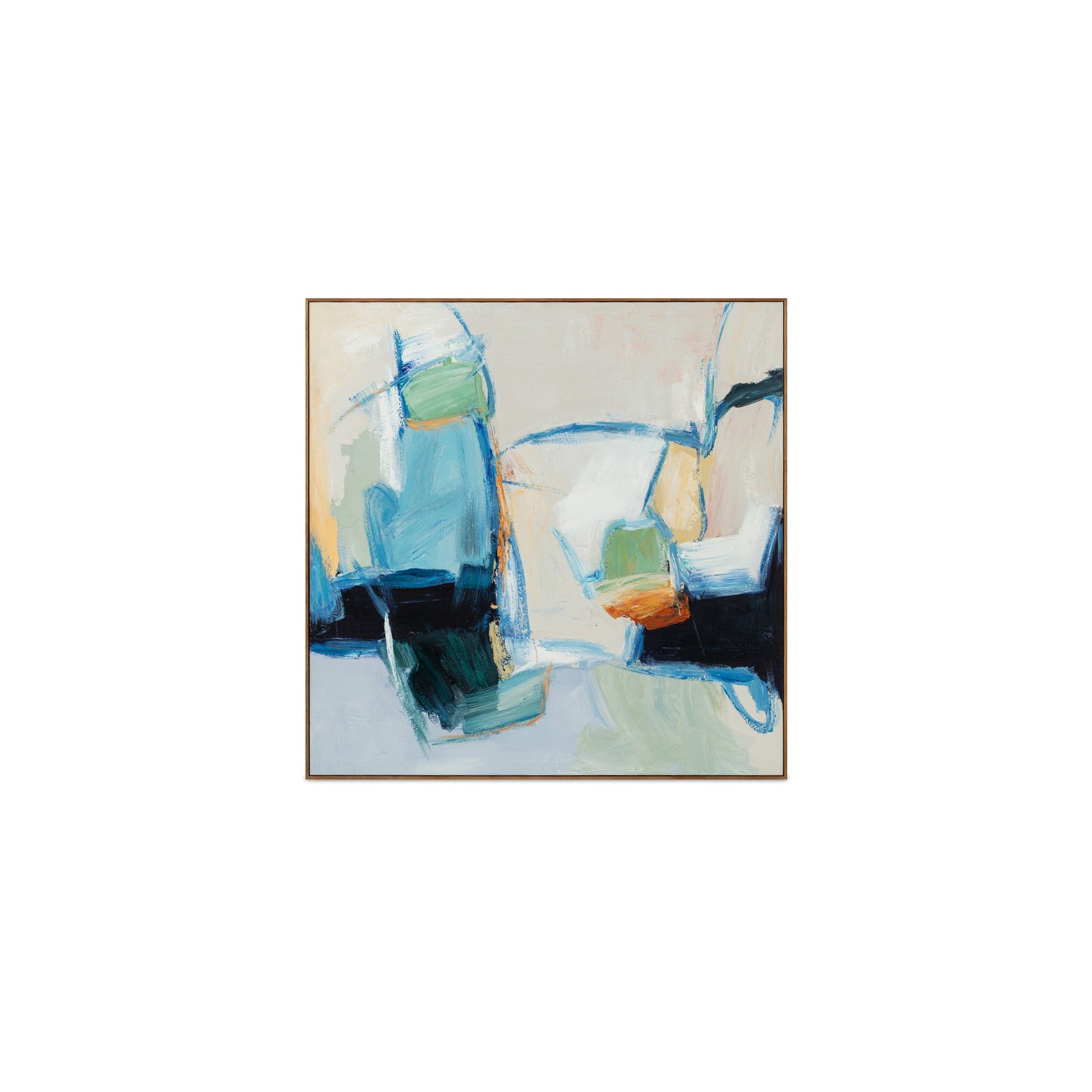 Montague Painting, Acrylic on Canvas, Solid Pine Frame, Abstract High-Contrast Texture, Multi