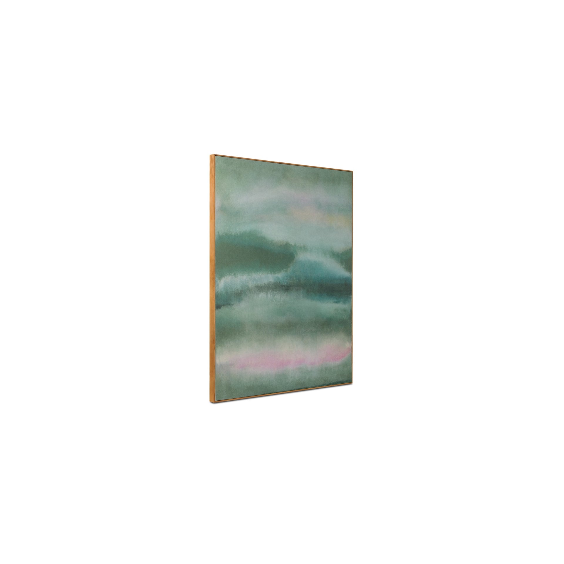 Cassius Painting, Acrylic on Felt, Solid Pine Frame, Moody Abstract Landscape, Layered Tonal Greens, Multi