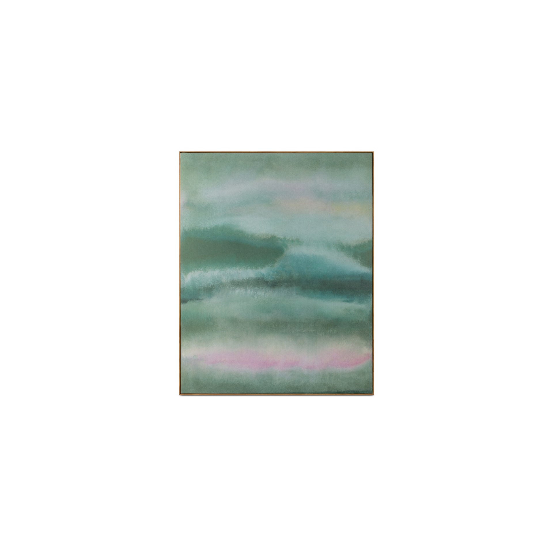 Cassius Painting, Acrylic on Felt, Solid Pine Frame, Moody Abstract Landscape, Layered Tonal Greens, Multi