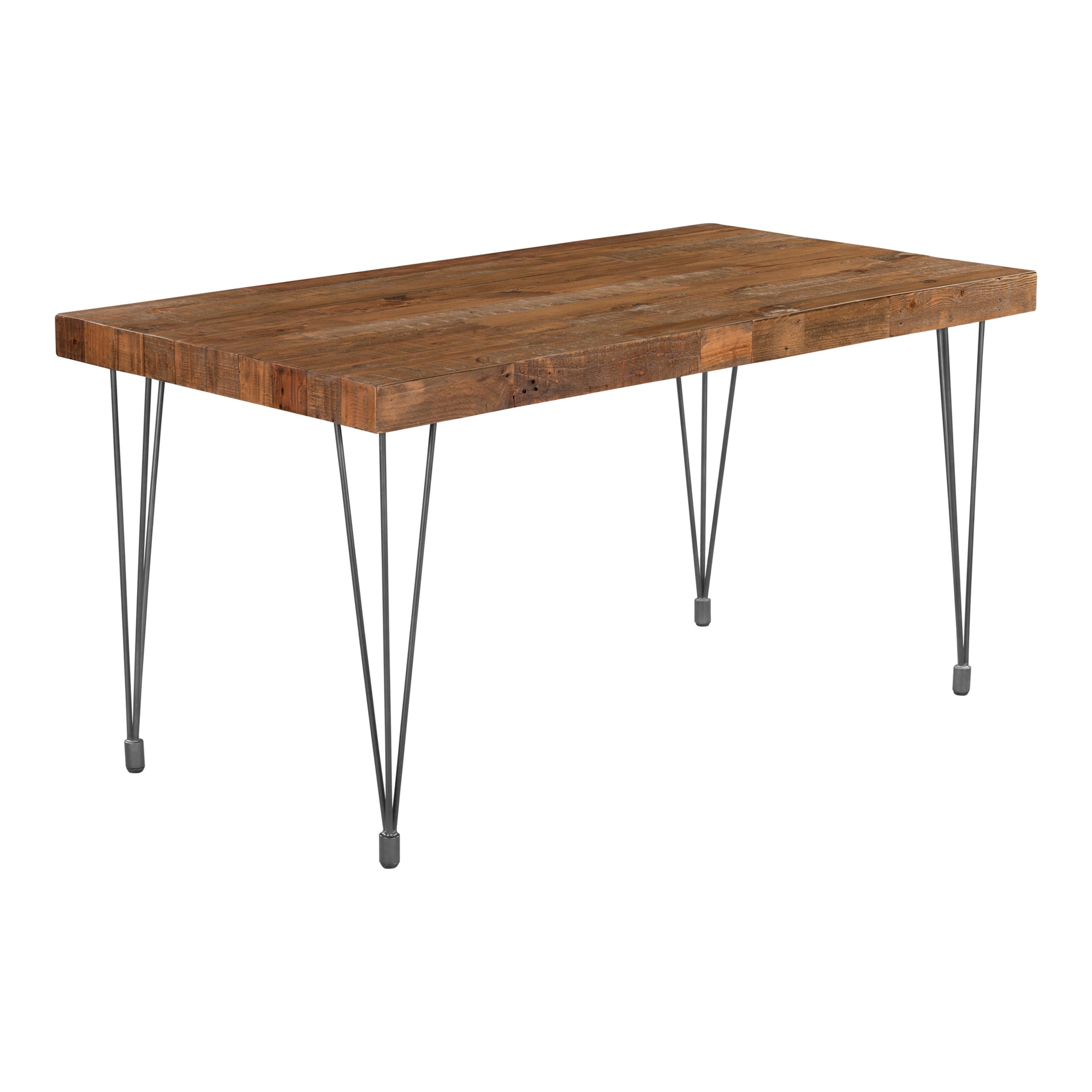Monroe Dining Table, Reclaimed Pine Wood with Iron Legs, Brown