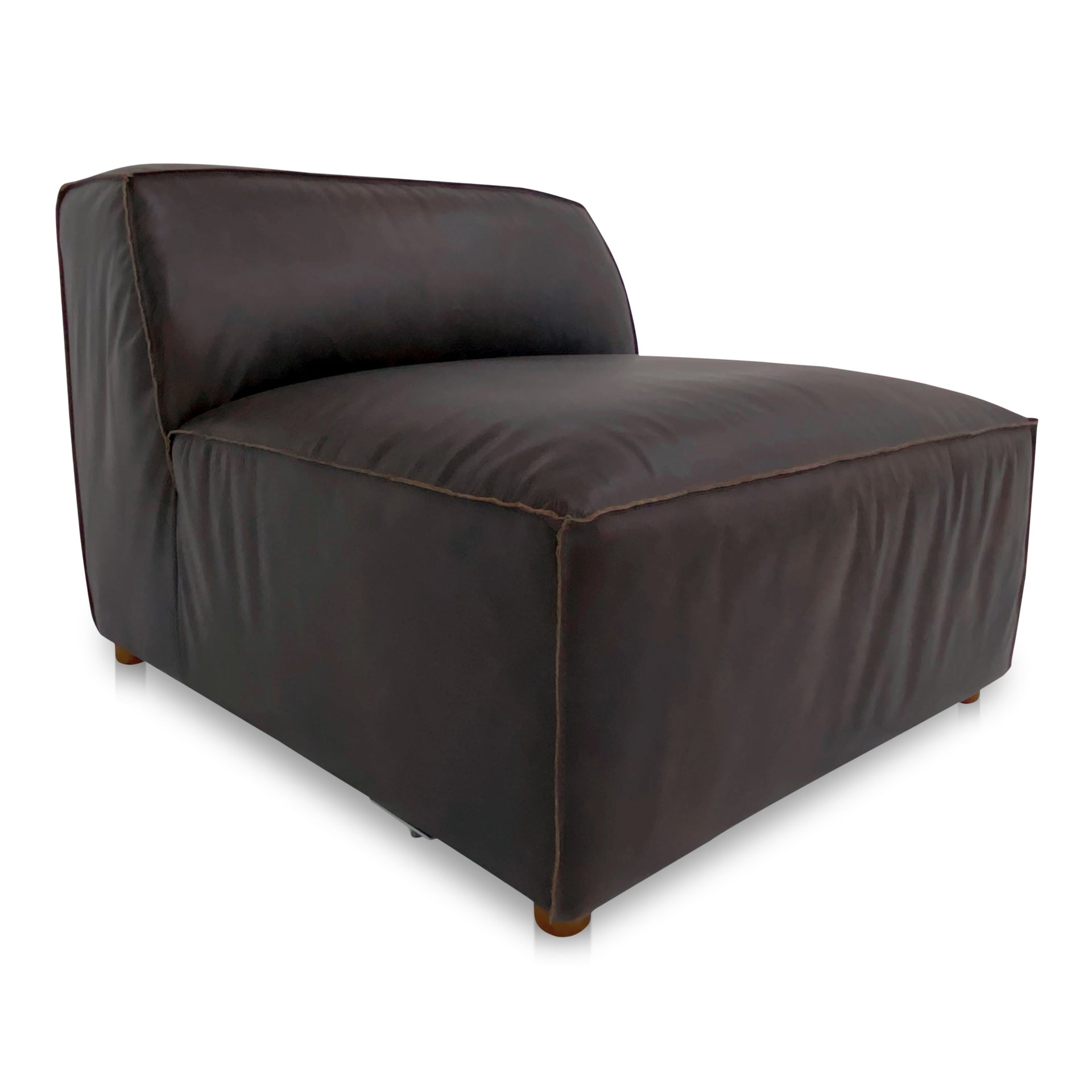 Ambrosia Slipper Chair, Full Top-Grain Leather, Espresso Brown, Feather-Filled Cushion
