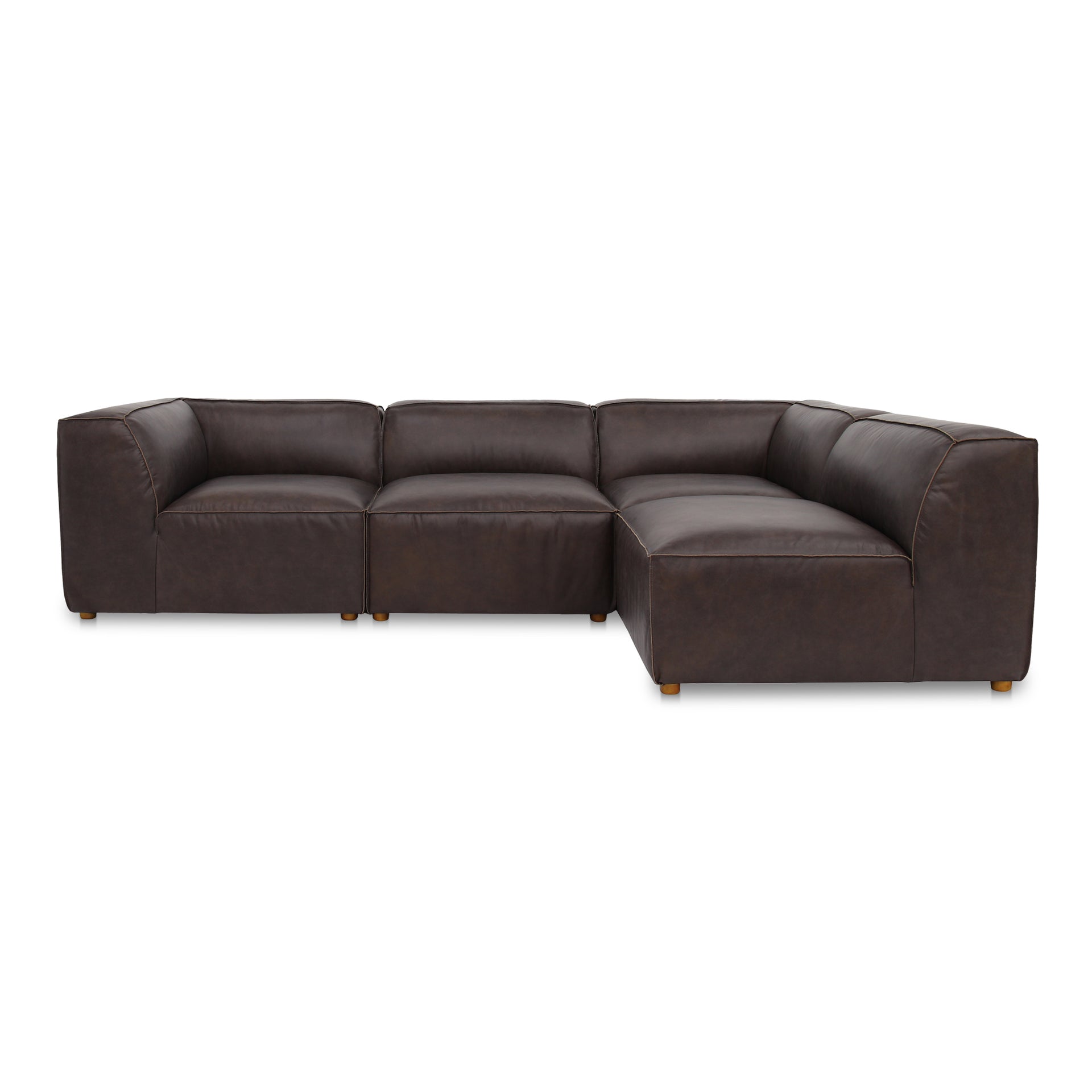 Aribeth Signature Modular Sectional Sofa, Top-Grain Leather, Feather-Fill Cushions, Zig Zag Support, Espresso Brown