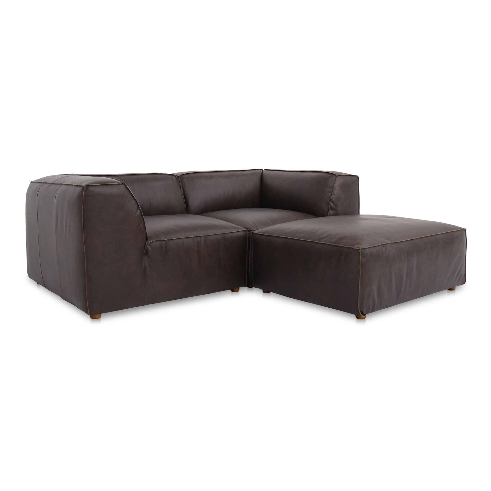 Aribeth Nook Modular Sectional Sofa, Top-Grain Leather, Feather-Fill Cushions, Zig Zag Support, Espresso Brown