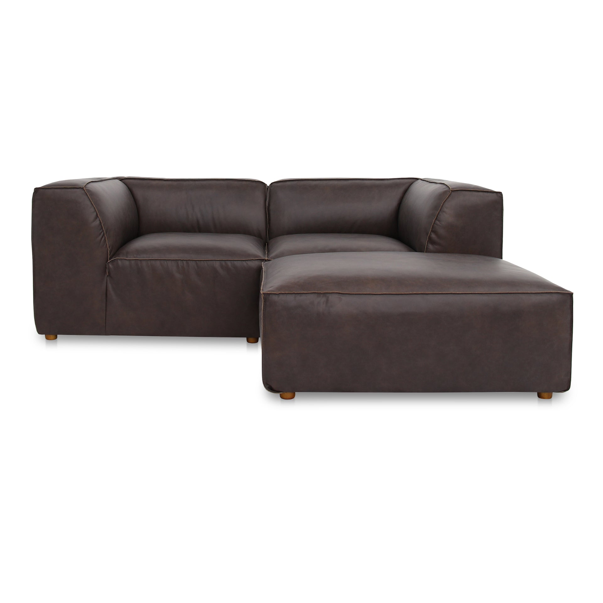 Aribeth Nook Modular Sectional Sofa, Top-Grain Leather, Feather-Fill Cushions, Zig Zag Support, Espresso Brown