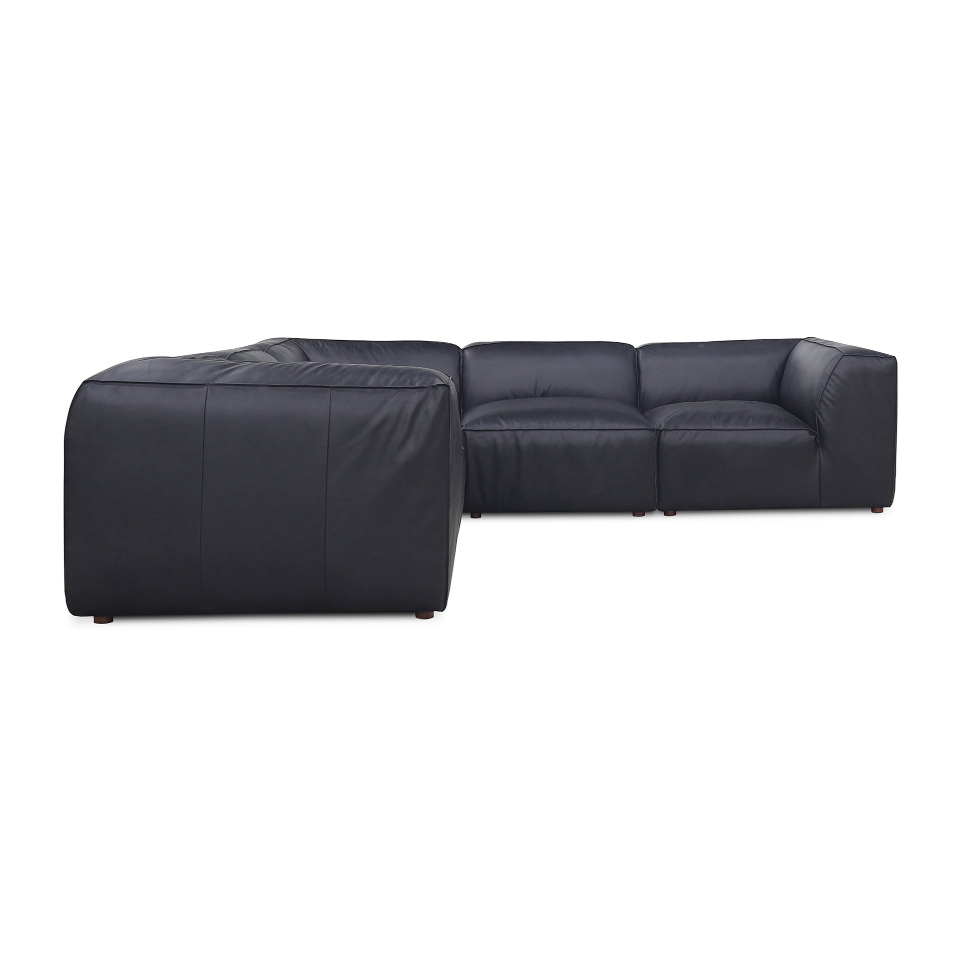 Ambrosia Classic L, Scandinavian Modular Sectional, Full Top-Grain Leather Upholstery, 5 Seater, Black